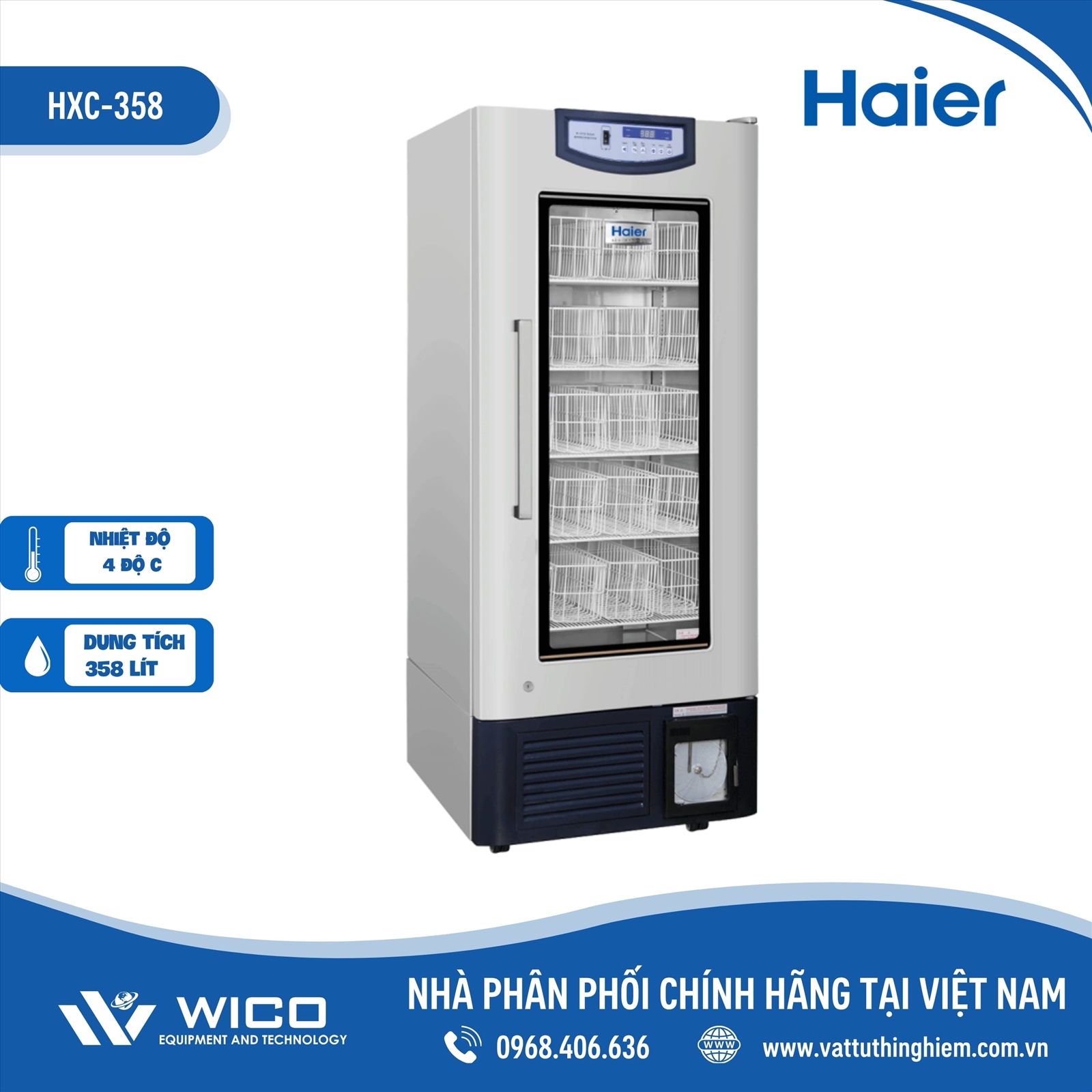 Tủ trữ máu chuyên dụng Haier 358 lít HXC-358 | 358 Lít