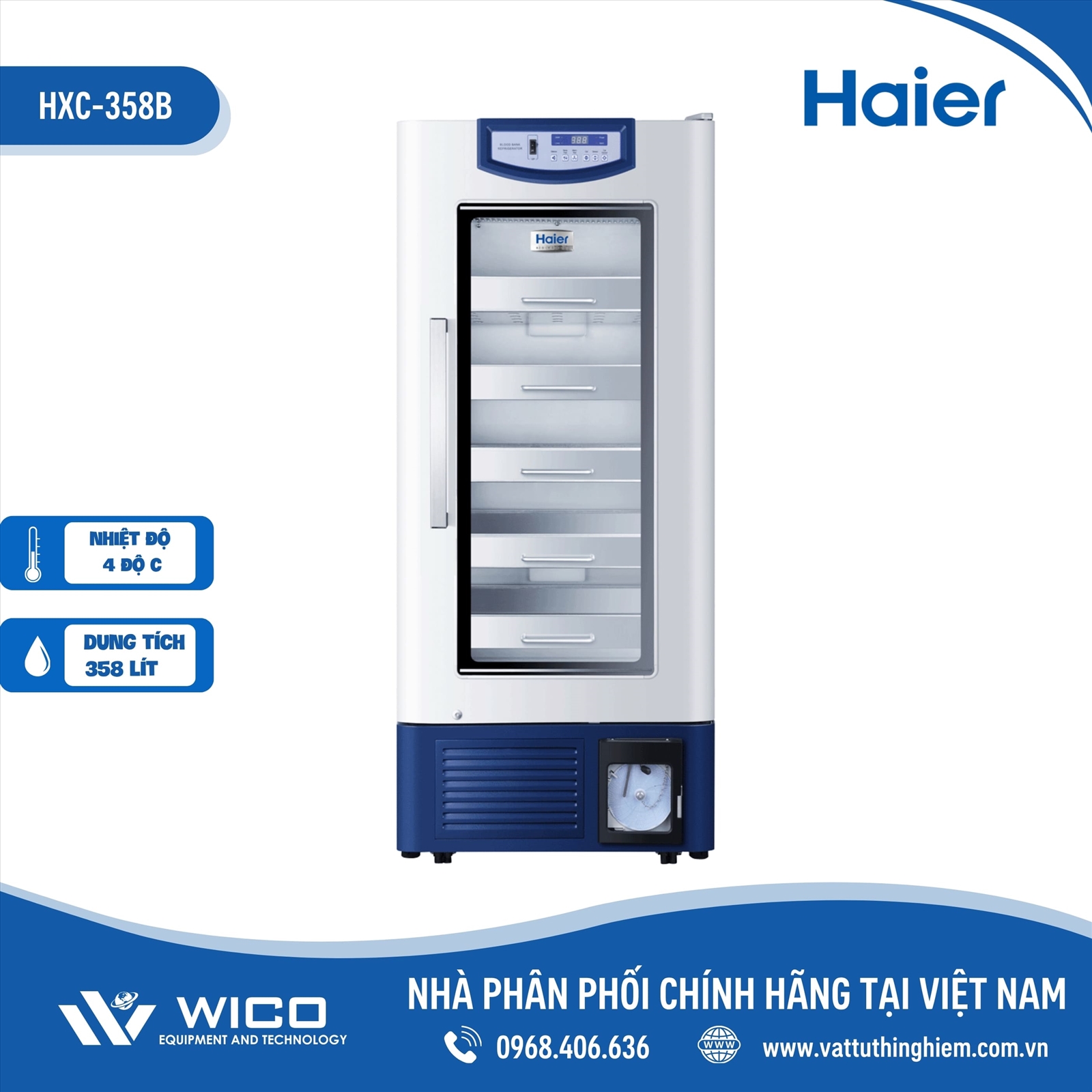 Tủ trữ máu chuyên dụng Haier HXC-358B | 358 Lít