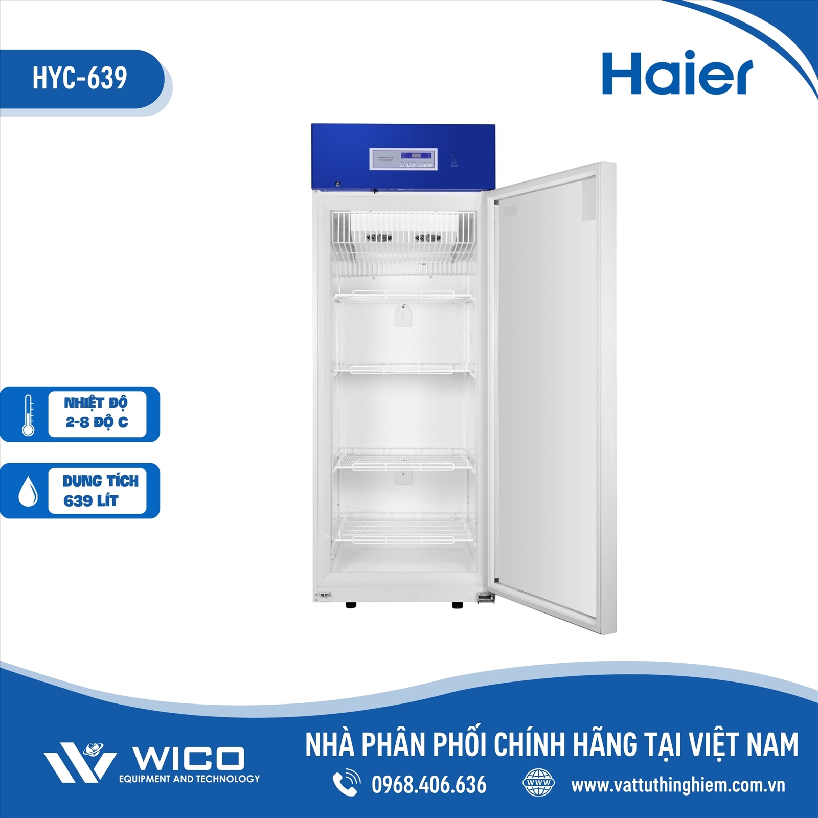 Tủ Bảo Quản Dược Phẩm / Vaccine 2-8 độ 639 Lít Haier Biomedical HYC-639