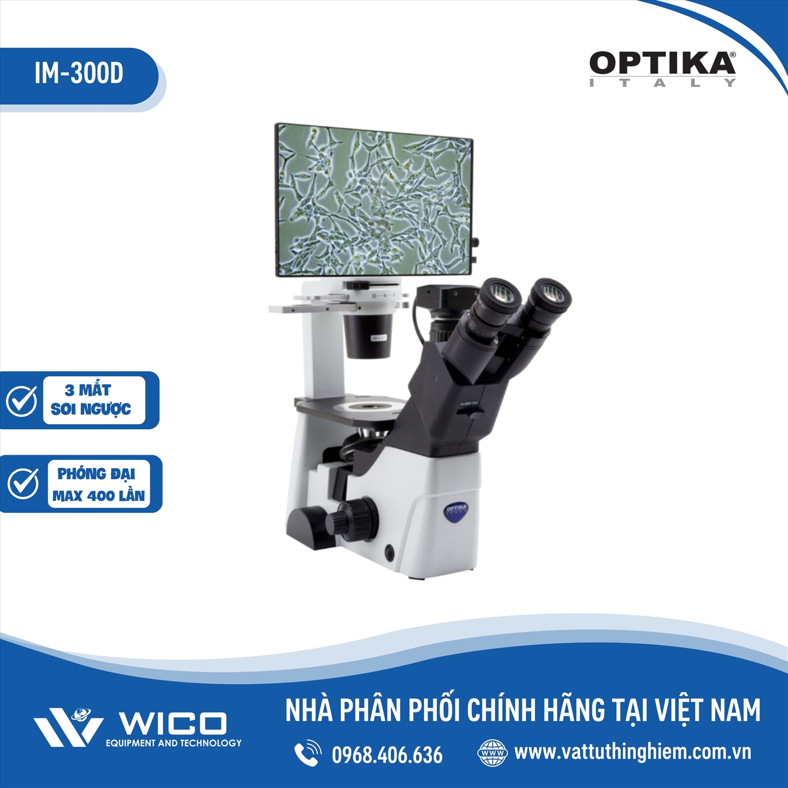 Kính Hiển Vi Soi Ngược Kèm Màn Hình Optika IM-300D