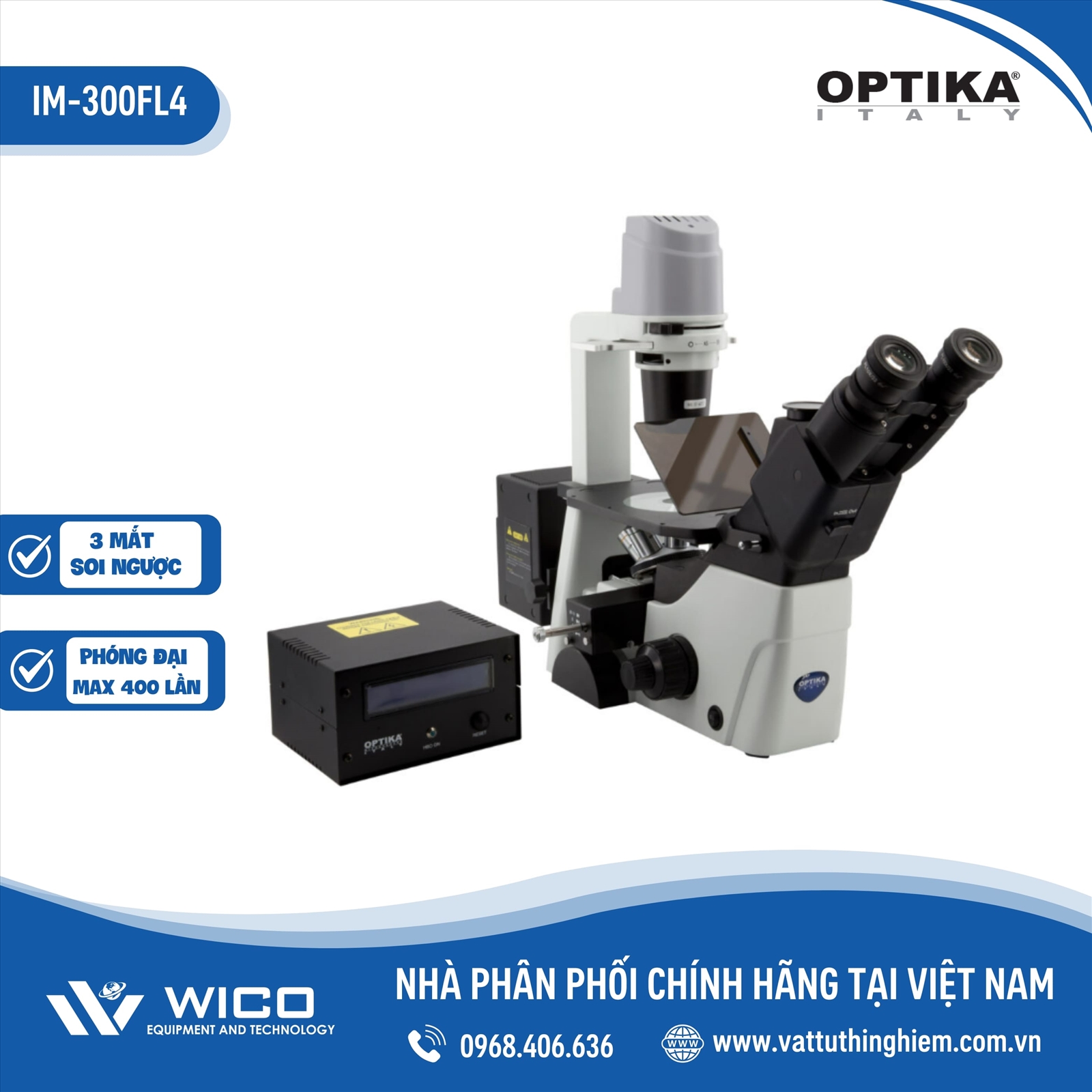Kính Hiển Vi Soi Ngược 3 Mắt IM-300FL4