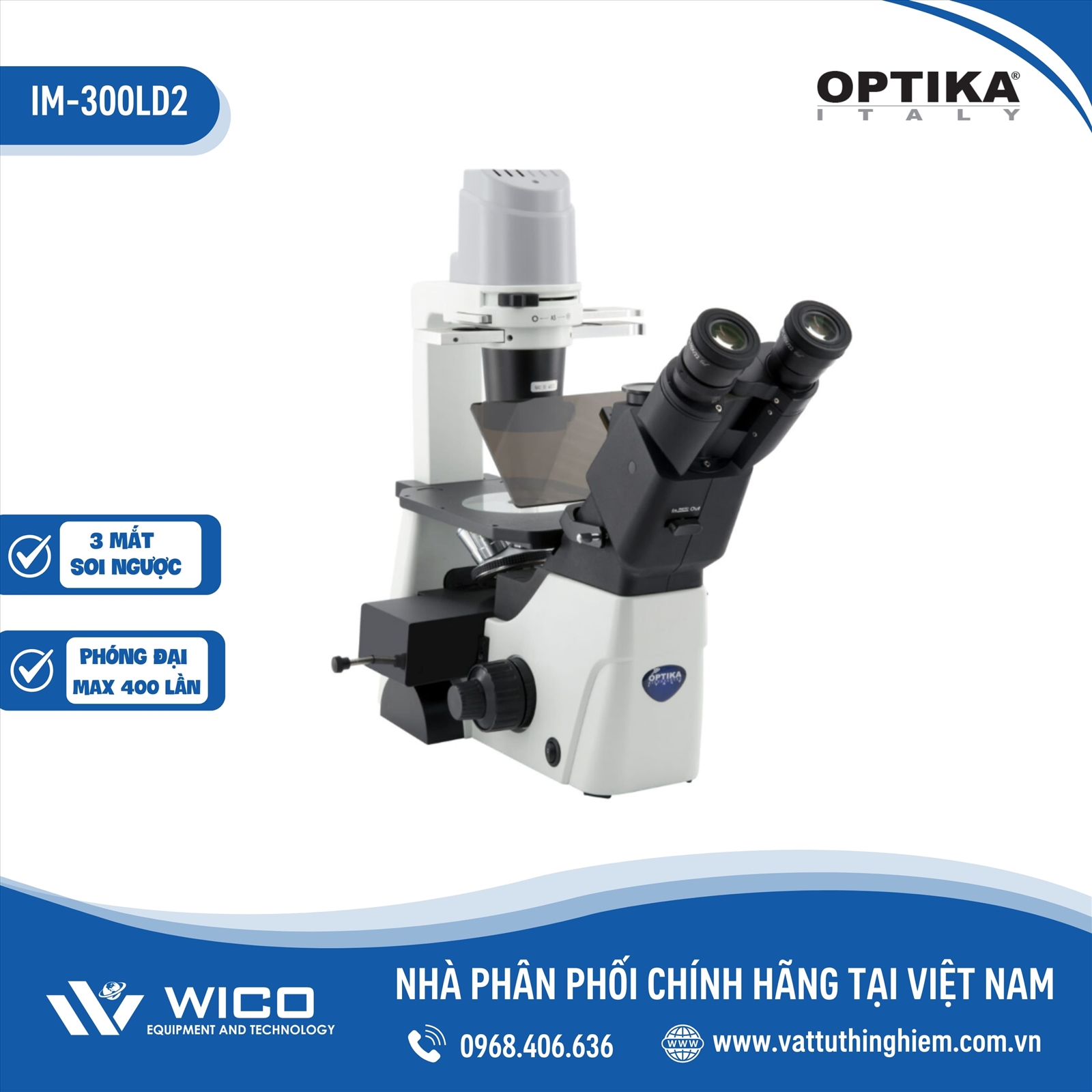 Kính Hiển Vi Soi Ngược 3 Mắt Optika IM-300LD2