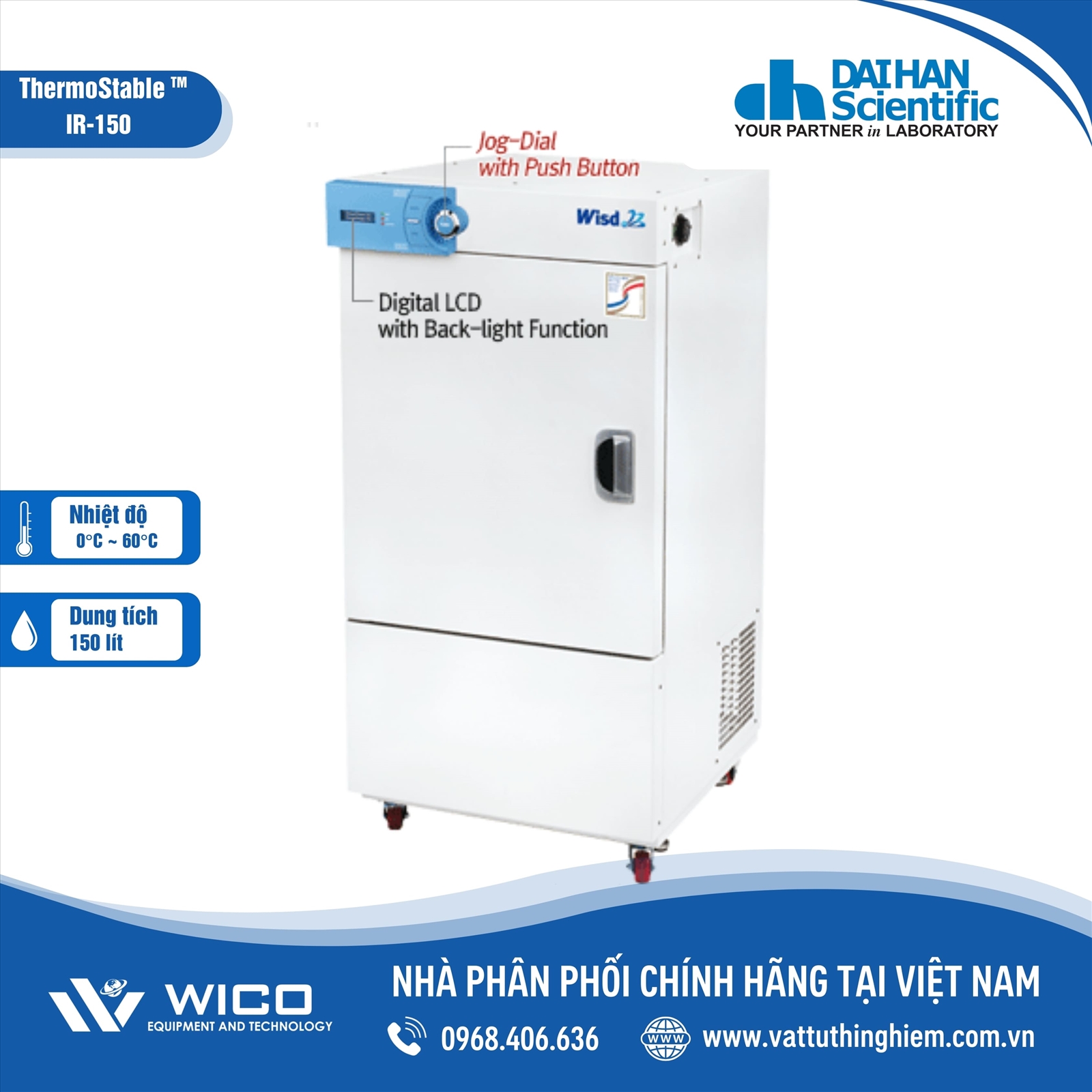 Tủ ấm lạnh Daihan 150 lít (Tủ ấm BOD) IR-150
