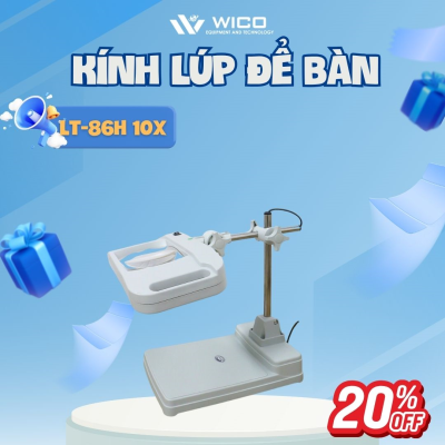Kính lúp công nghiệp để bàn đèn LED 10X LT-86H trắng