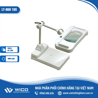Kính lúp công nghiệp để bàn đèn LED 10X LT-86H xanh