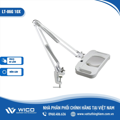 Kính lúp công nghiệp kẹp bàn 10X LT-86G trắng