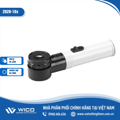 Kính lúp Peak cầm tay 2028-10X (độ phóng đại 10X, có cán, đèn, thang đo)