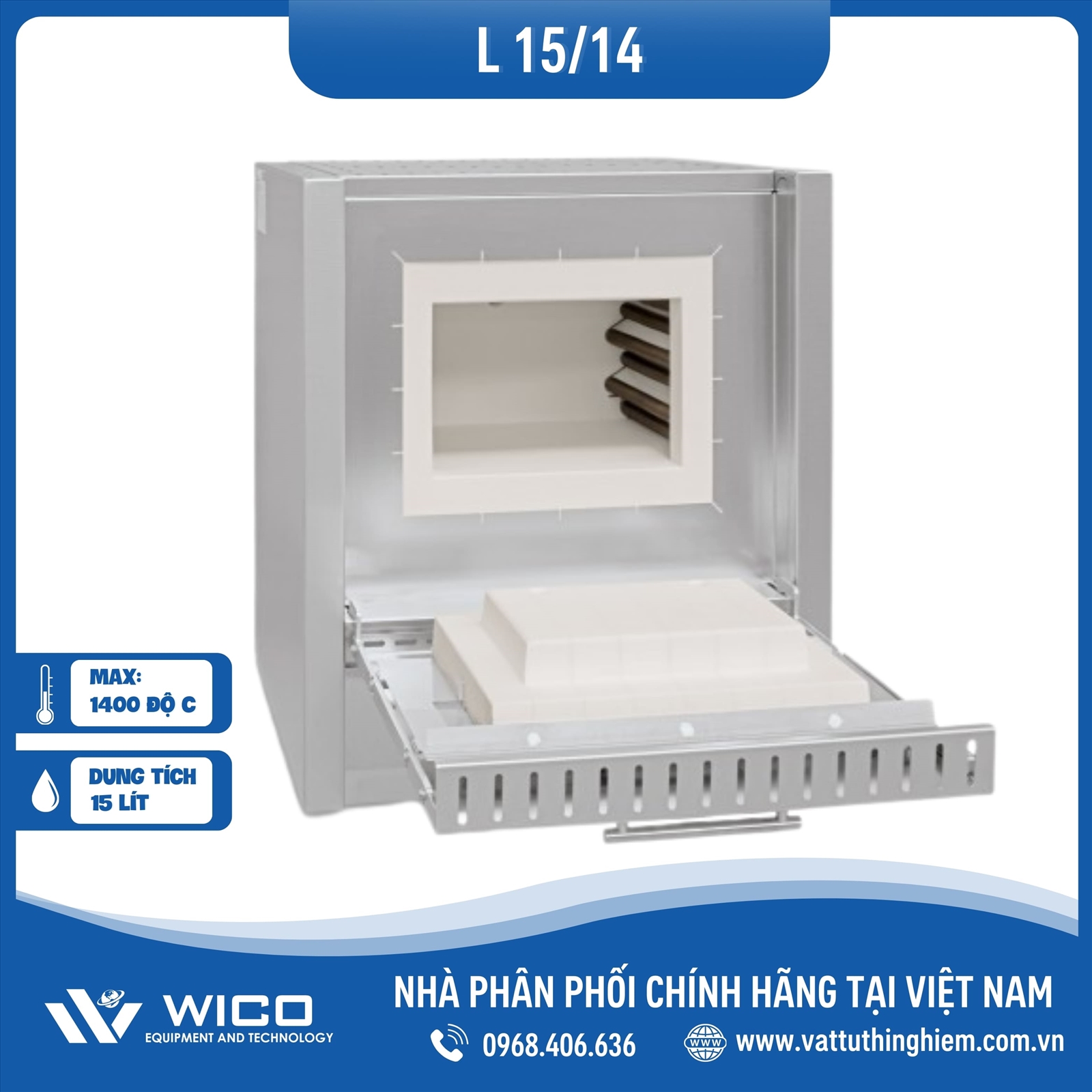 Lò Nung Chuyên Dụng 1400 Độ C Nabertherm L 15/14/B510 | 15Lít - Cửa Lật