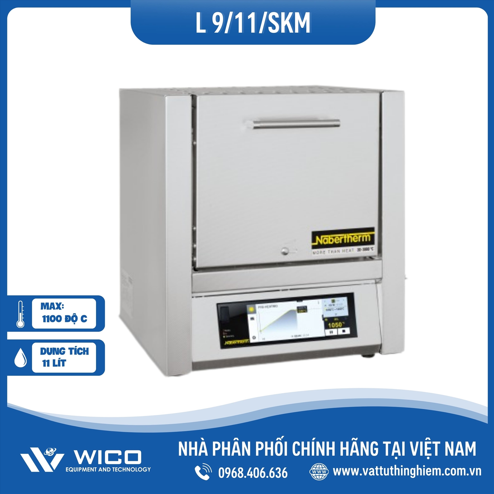 Lò Nung 4 Mặt Gia Nhiệt Nabertherm - Đức L 9/11/SKM/ B510 | 9 Lít