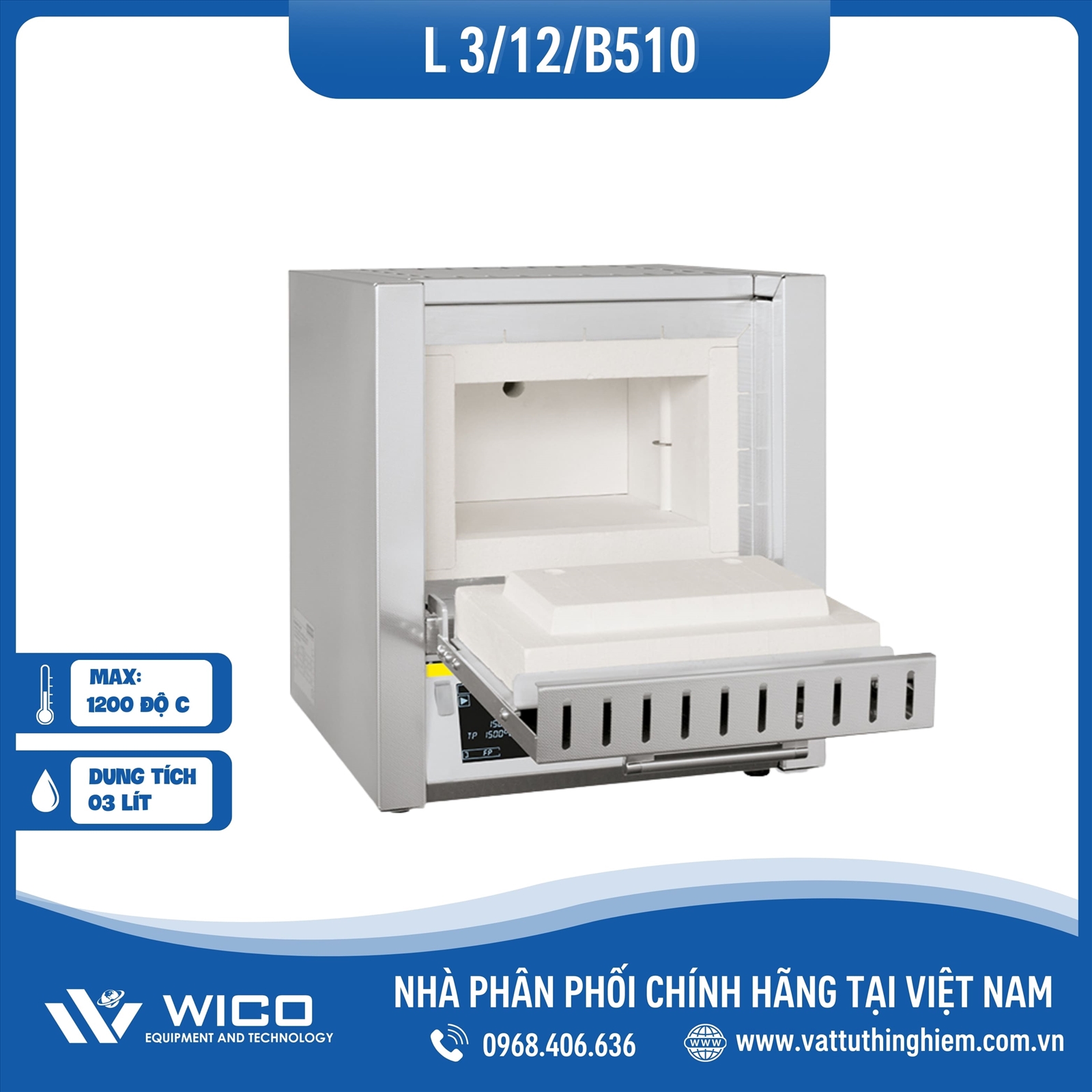 Lò nung Nabertherm 3 lít 1200°C L3/12