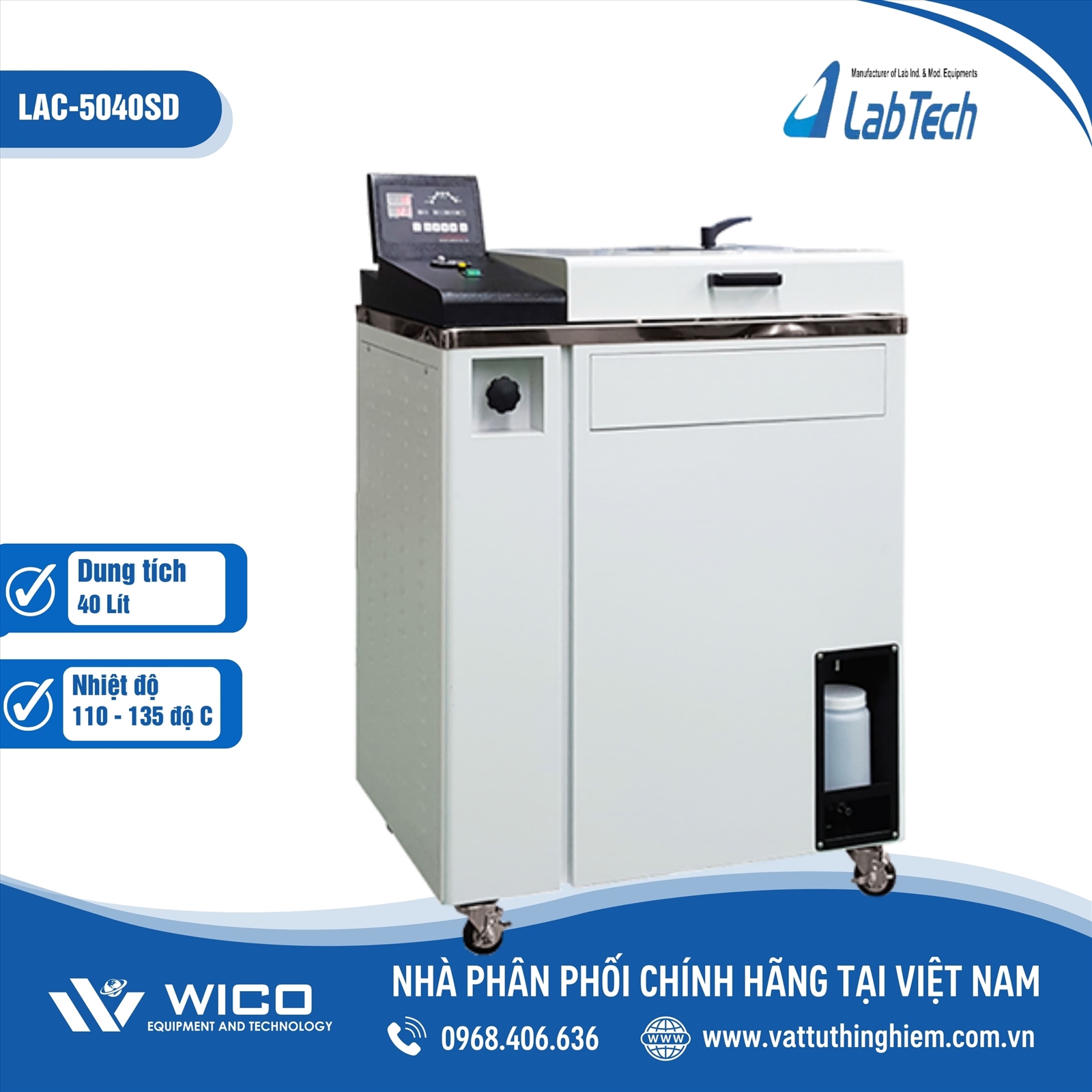 Nồi hấp tiệt trùng 40 lít Labtech - Hàn Quốc LAC-5040SD