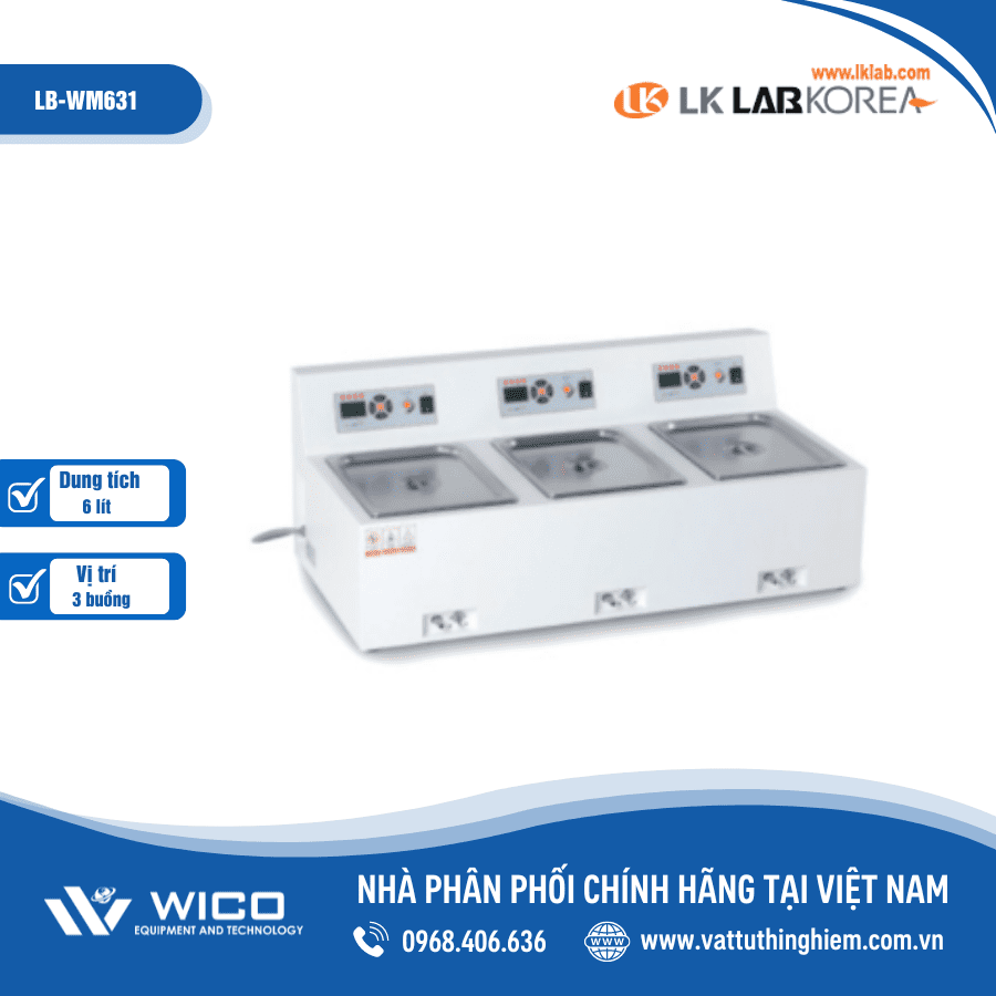 Bể cách thủy 3 buồng x 6 lít LK Lab LB-WM631