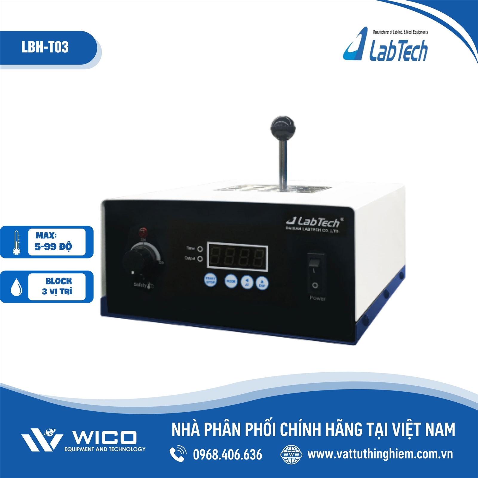 Máy ủ nhiệt khô 3 vị trí ( Block gia nhiệt ) Labtech - Hàn Quốc LBH-T03