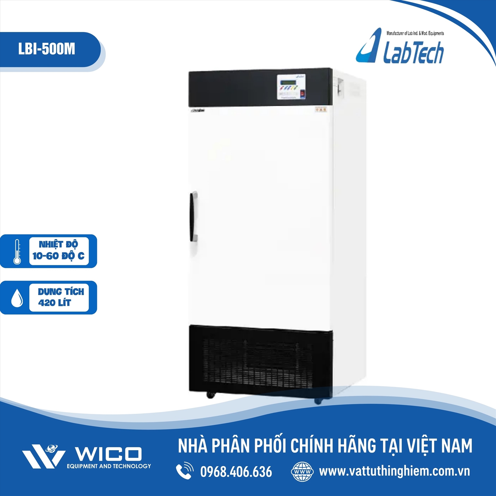 Tủ ấm lạnh (tủ BOD) Labtech - Daihan 490 lít cài đặt chu trình LBI-500M