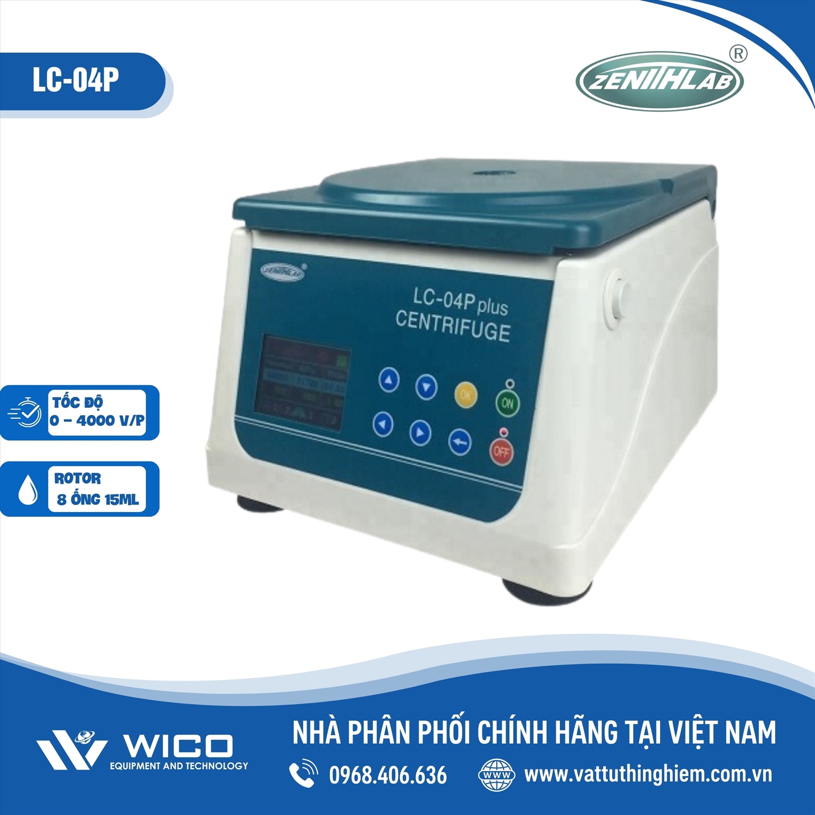 Máy ly tâm thẩm mỹ PRP LC-04P - Hiện số 8 ống x 15ml