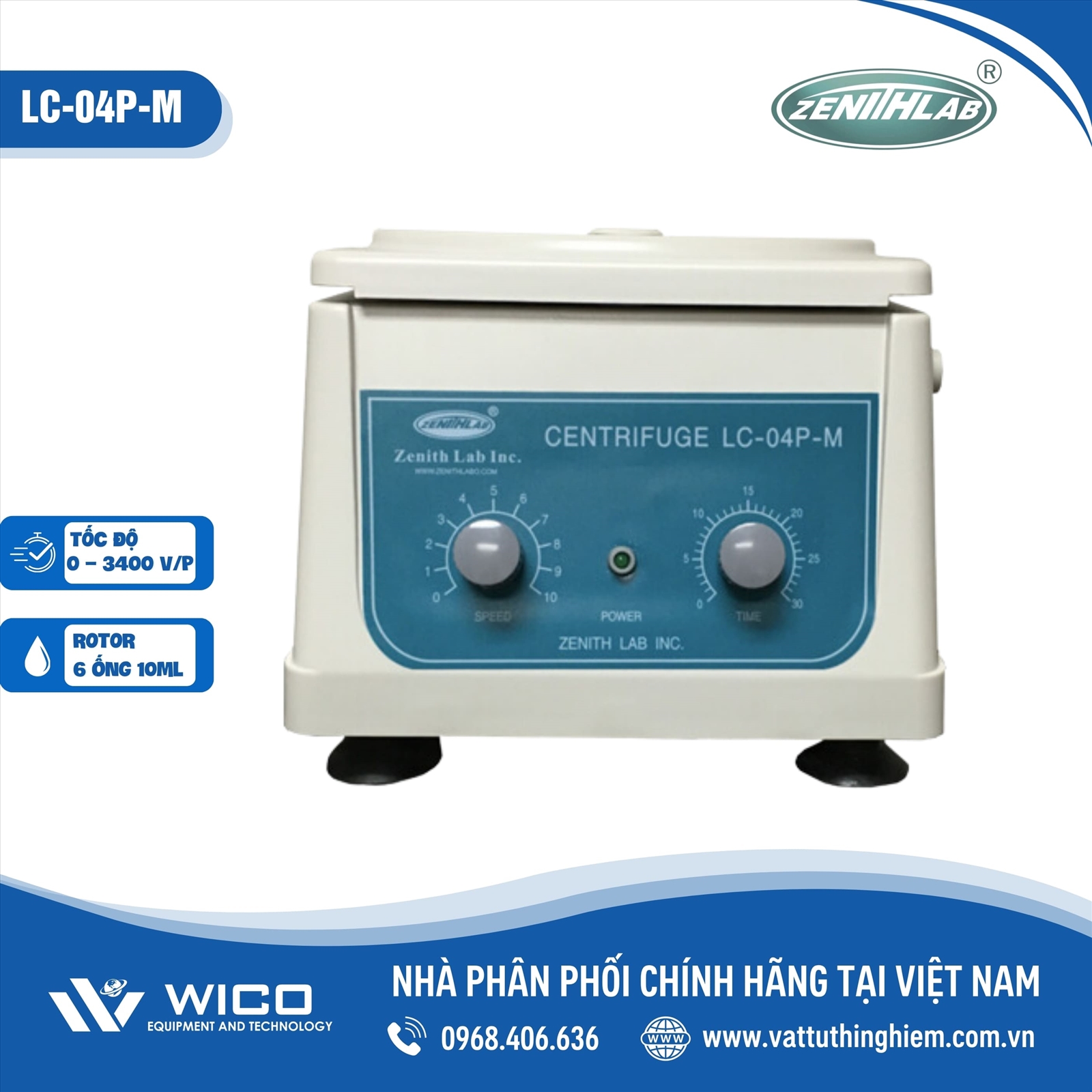 Máy ly tâm thẩm mỹ PRP Zenith LC-04P-M (6 ống x 10ml)