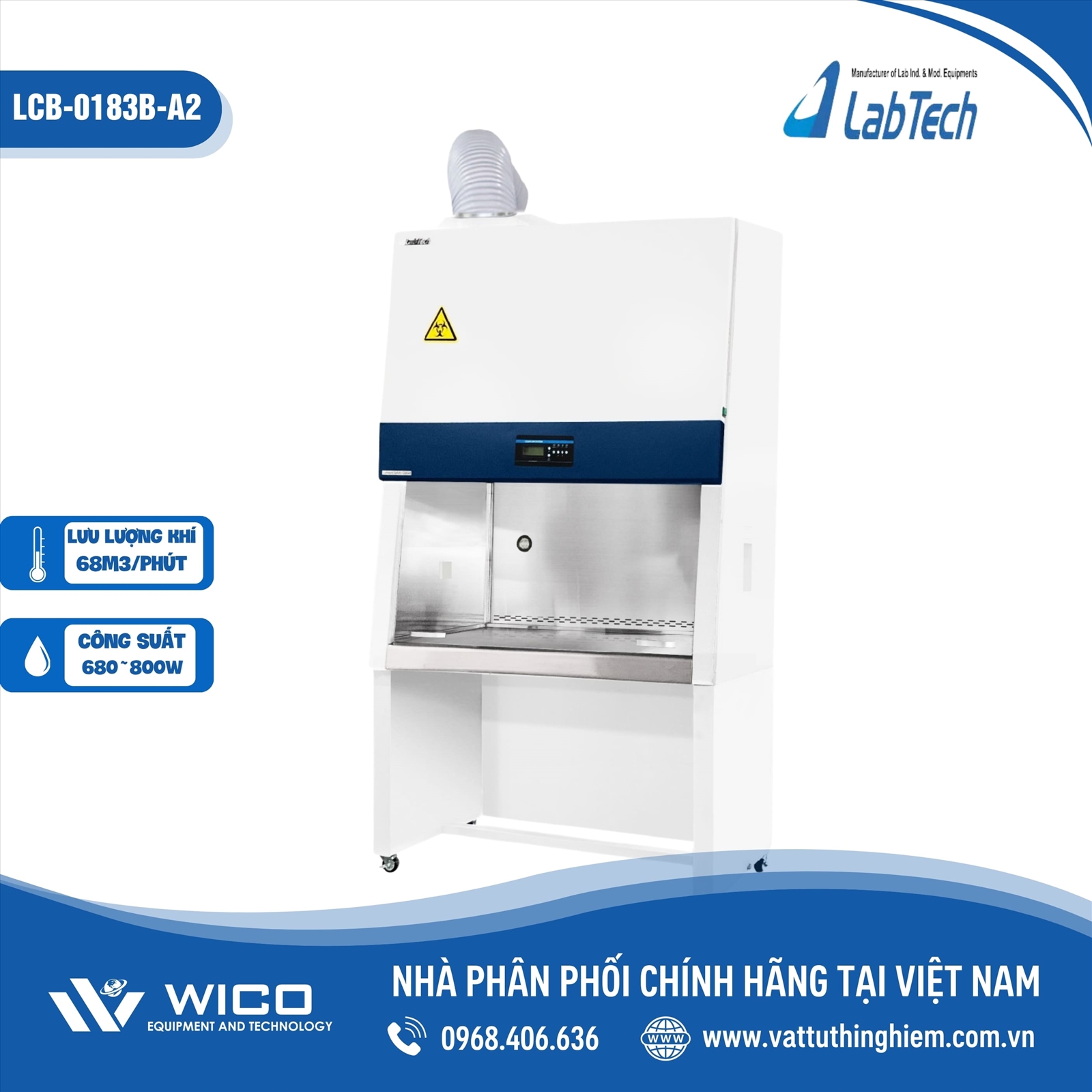 Tủ an toàn sinh học cấp II, kiểu A2 (1.8m) Labtech - Hàn Quốc LCB-0183B-A2
