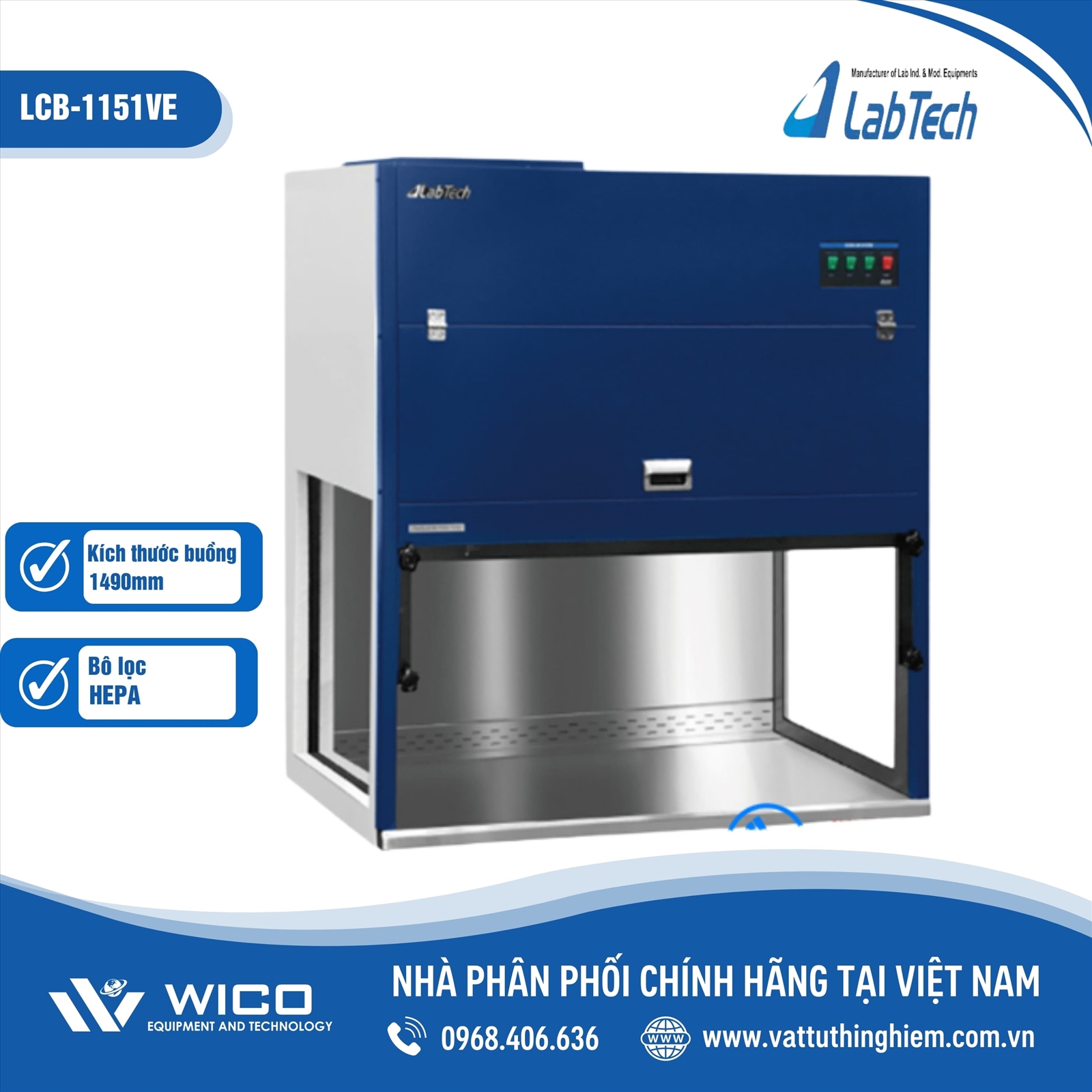 Tủ cấy vi sinh 1.5m Labtech - Hàn Quốc LCB-1151VE (dòng khí thổi đứng)