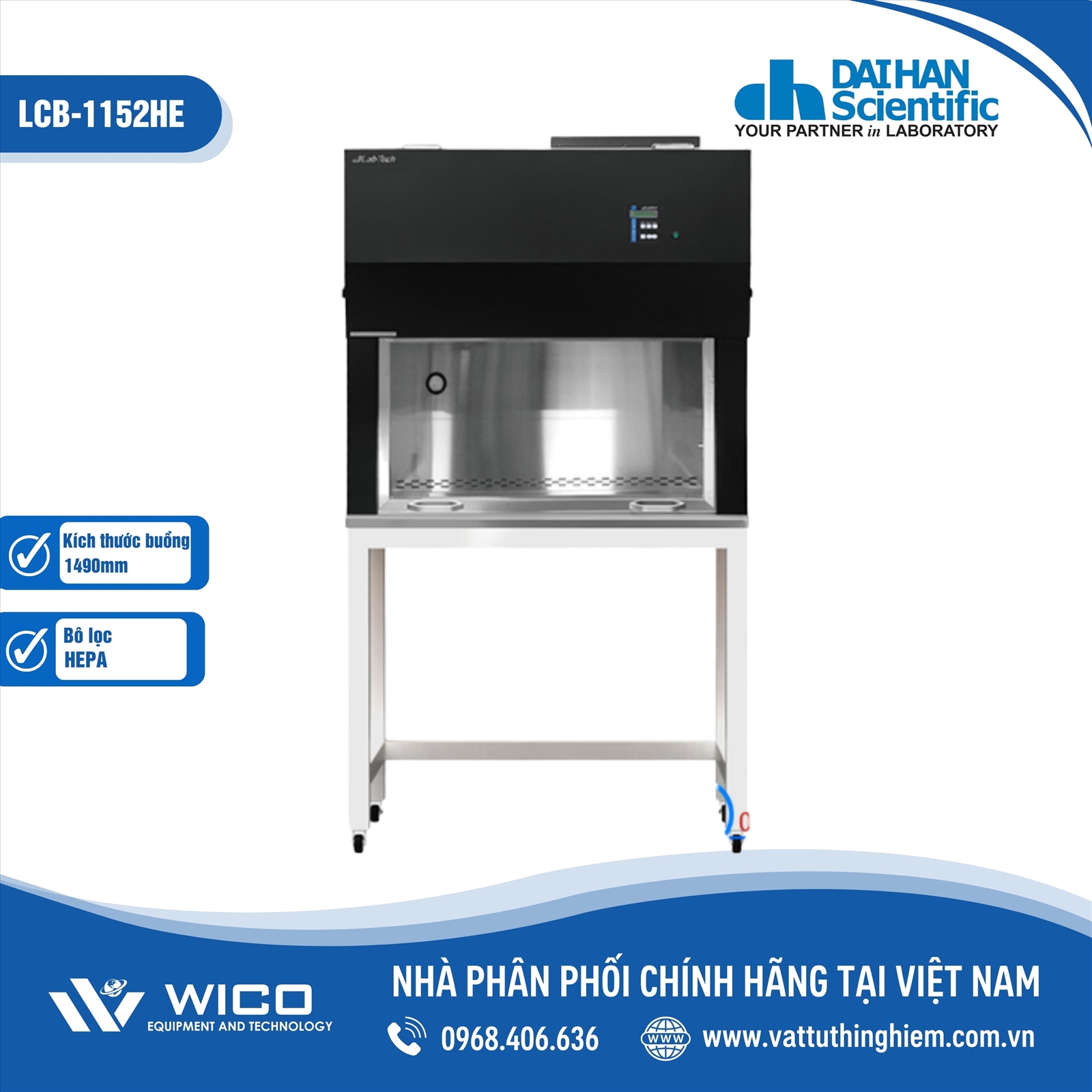 Tủ cấy vi sinh 1.5m Daihan Labtech Hàn Quốc (dòng khí thổi ngang) LCB-1152HE
