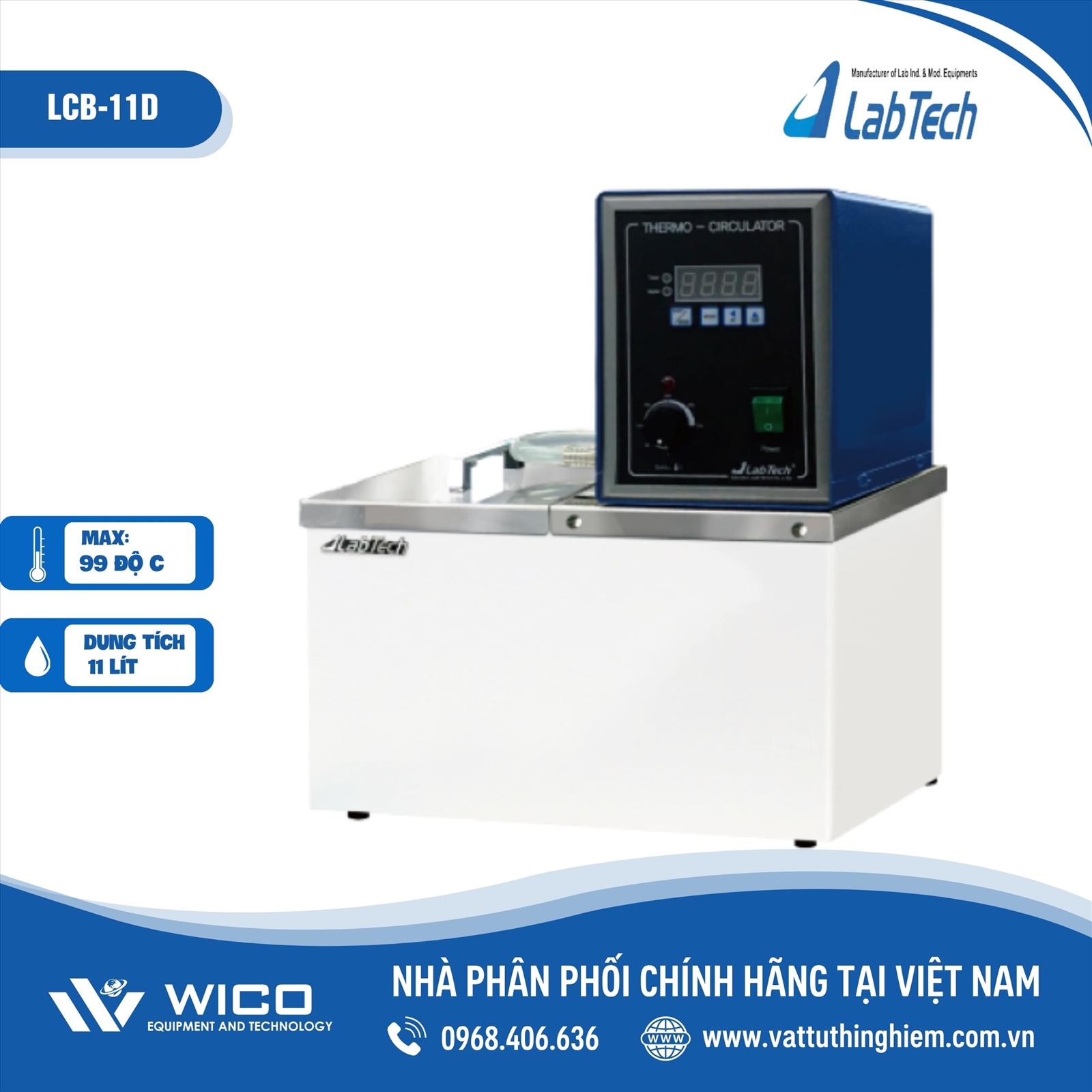 Bể điều nhiệt có bơm tuần hoàn Labtech Hàn Quốc 11 lít LCB-11D