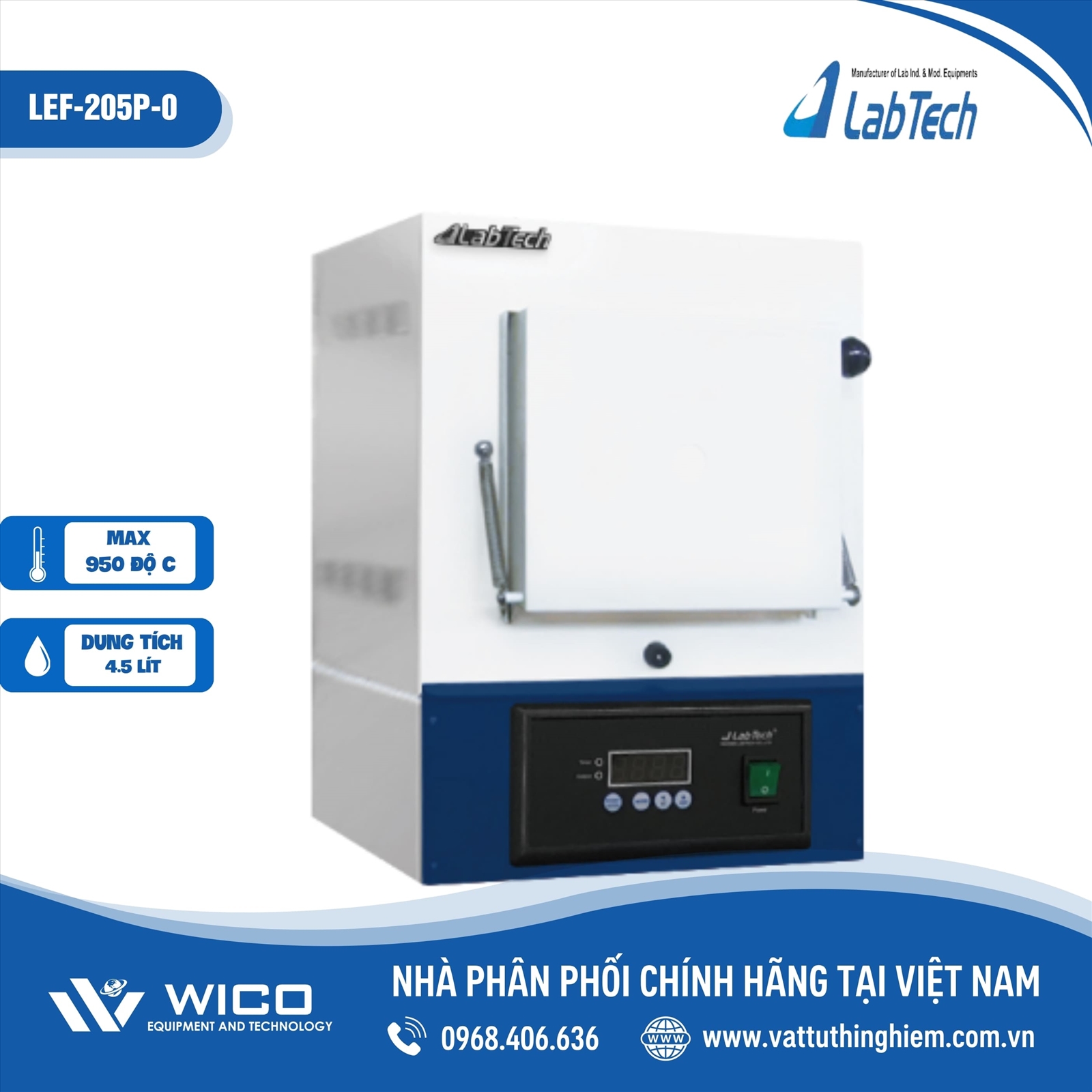 Lò nung Labtech 4.5 lít, 950oC, bộ điều khiển chương trình LEF-205P-0