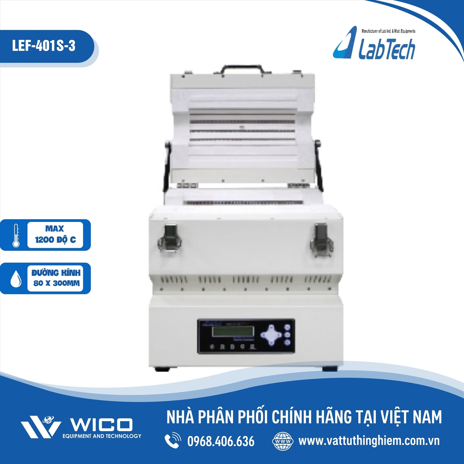 Lò nung ống 1200 độ C Labtech LEF-401S-3
