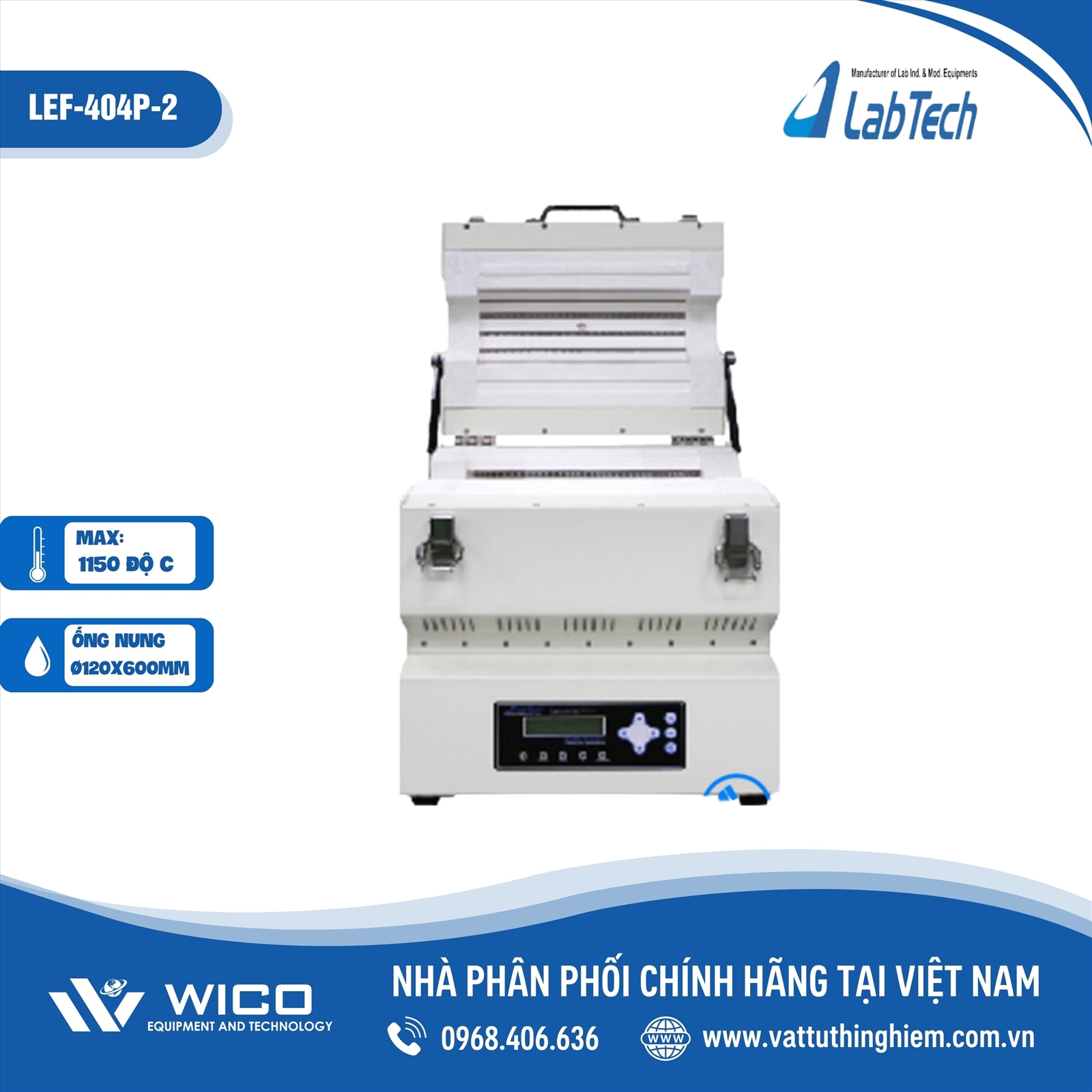 Lò nung ống 1150 độ C – Bộ điều khiển chương trình Labtech LEF-404P-2