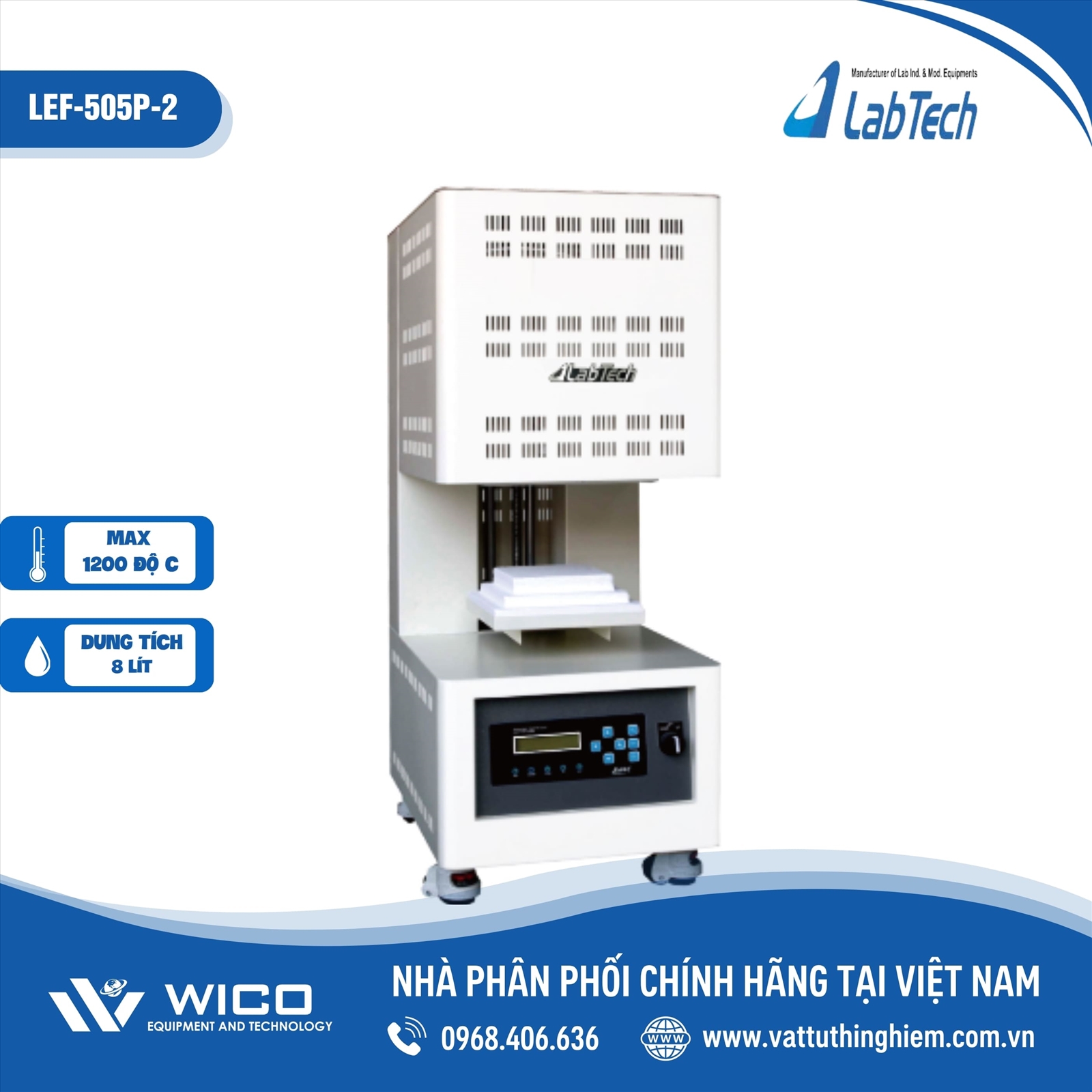 Lò nung đế nâng hạ mẫu 1200 độ C Bộ điều khiển chương trình Labtech LEF-505P-2