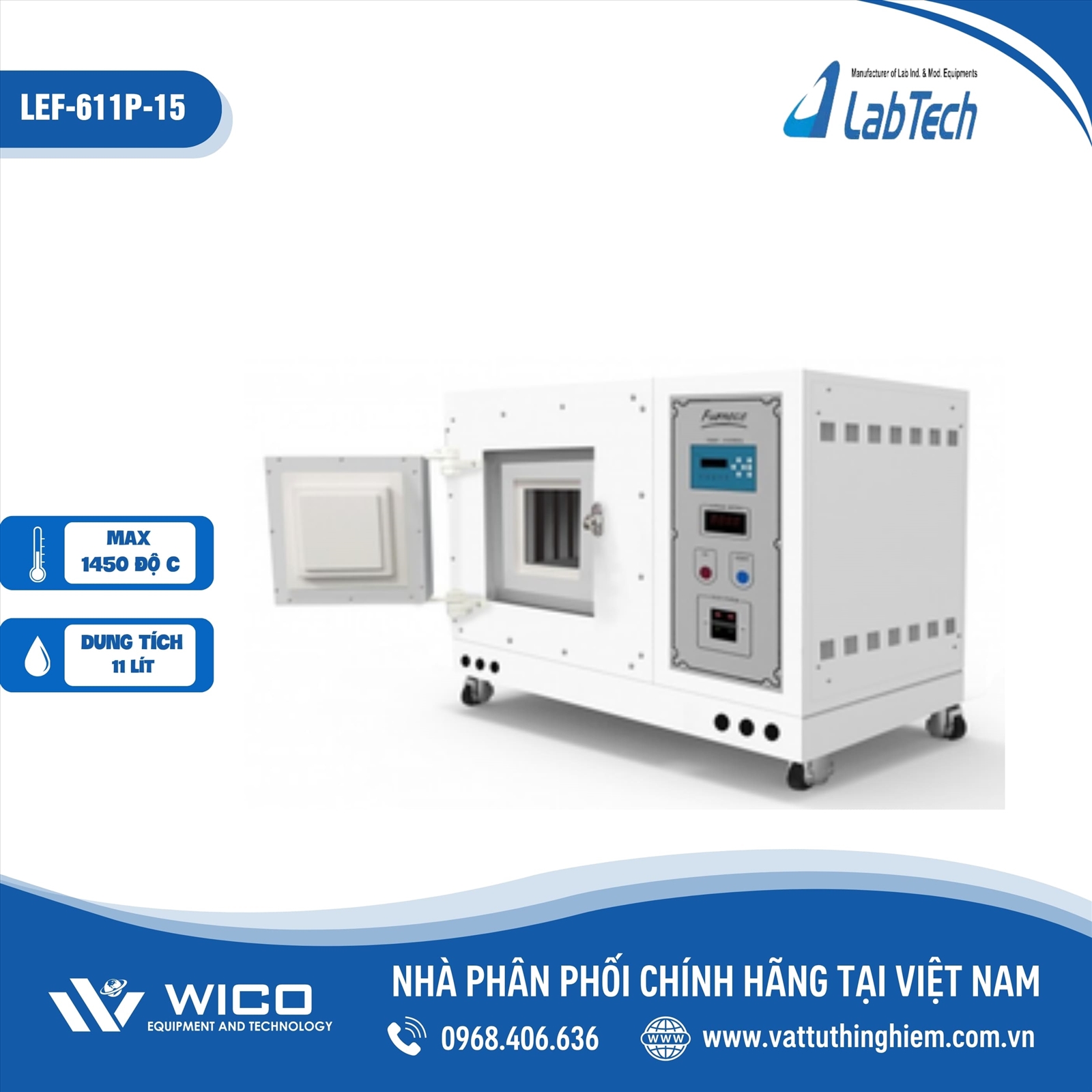 Lò nung 11 lít - 1450 độ C Bộ điều khiển có cài đặt chương trình LEF-611P-15