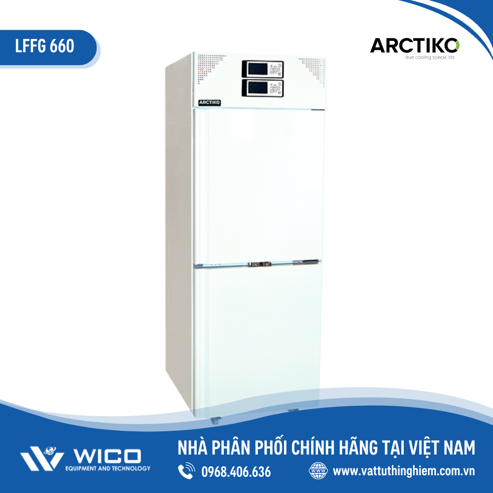 Tủ lạnh combi, 2 dải nhiệt độ, cửa kính buồng mát, 288/288 lít Đan Mạch LFFG 660 (Arctiko)