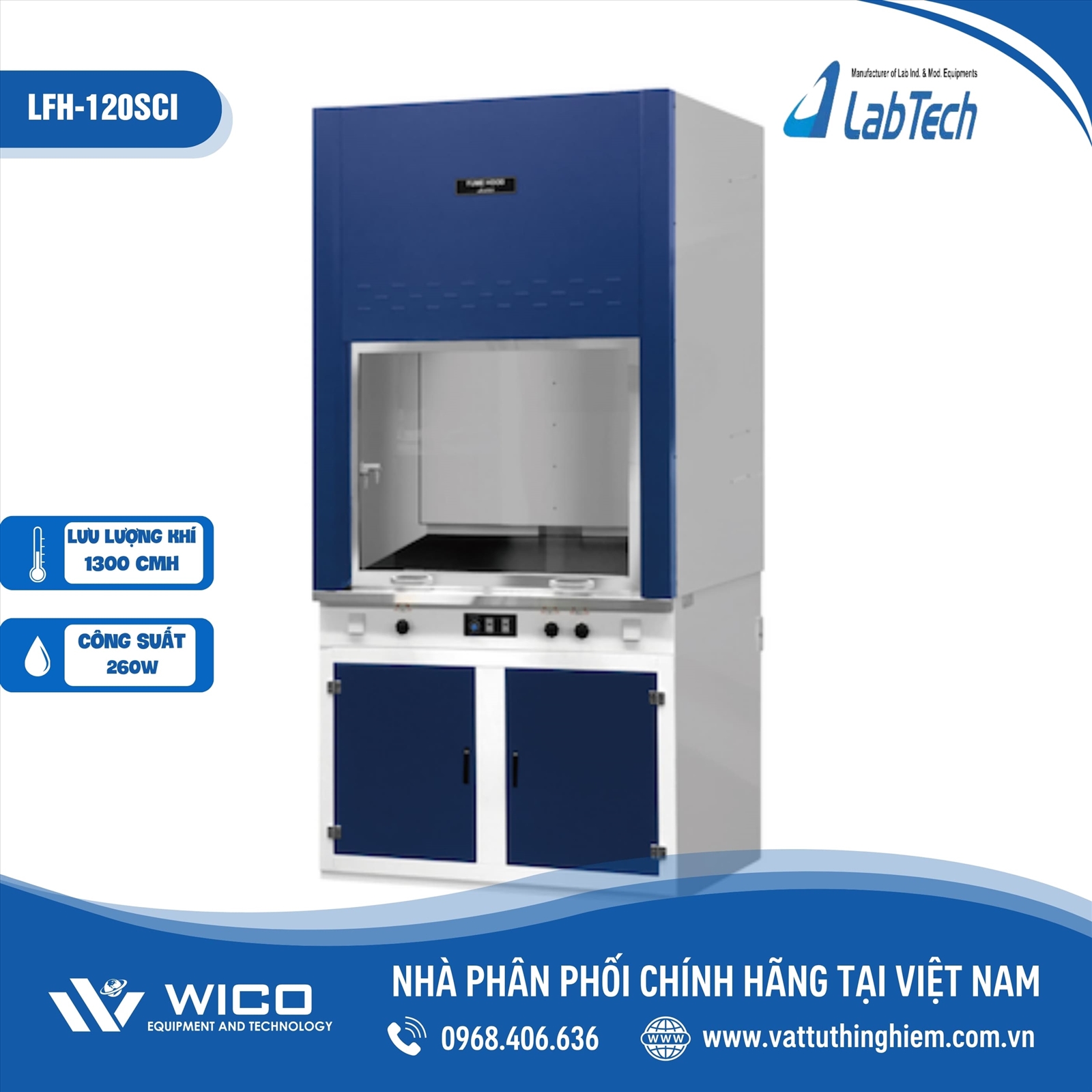 Tủ hút khí độc 1.2m Labtech - Hàn Quốc LFH-120SCI