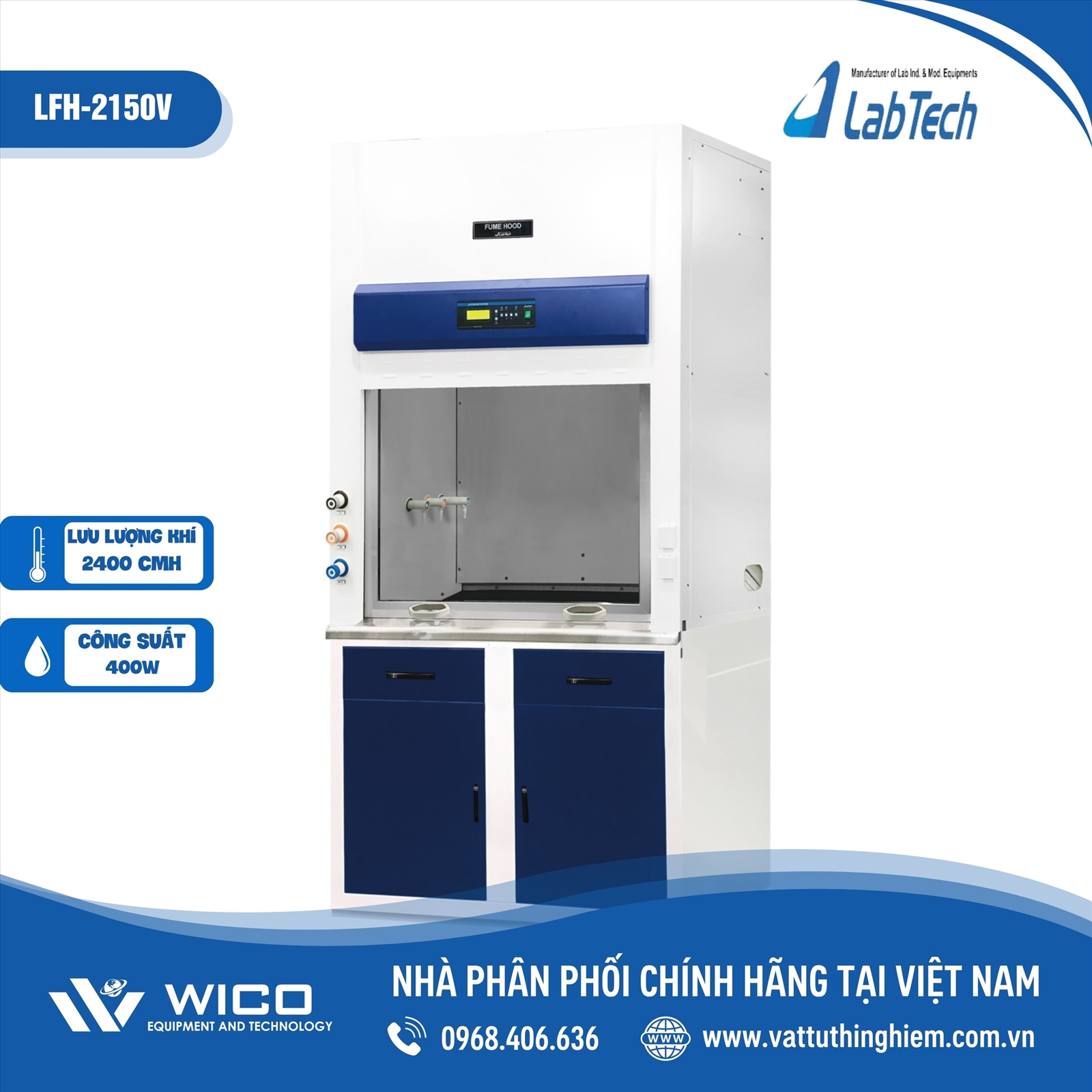Tủ hút khí độc 1.5m Labtech - Hàn Quốc LFH-2150V