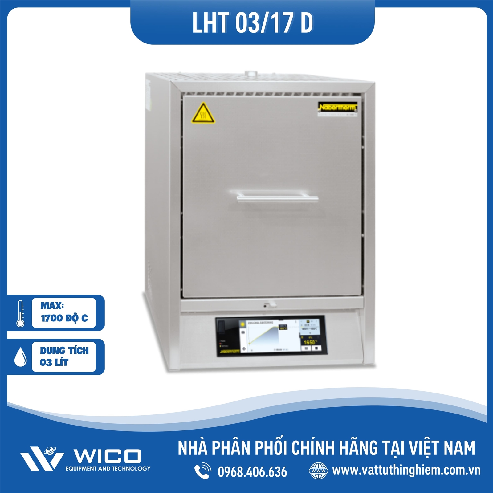 Lò nung Nabertherm nhiệt độ cao 4 lít 1650 độ