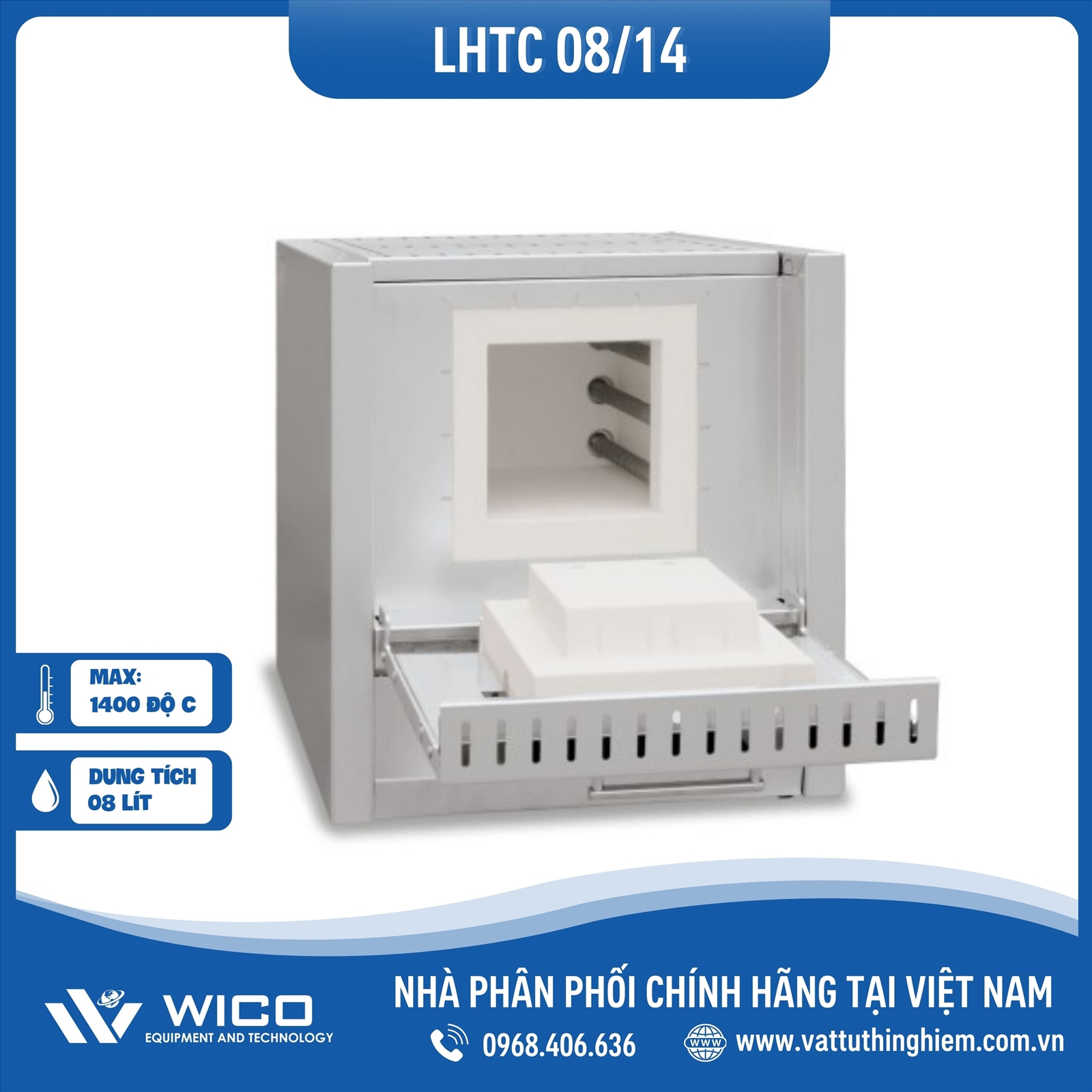 Lò Nung Nhiệt Độ Cao Nabertherm - Đức LHTC 08/14/C550 | 8 Lít - 1400 Độ C - Cửa Lật