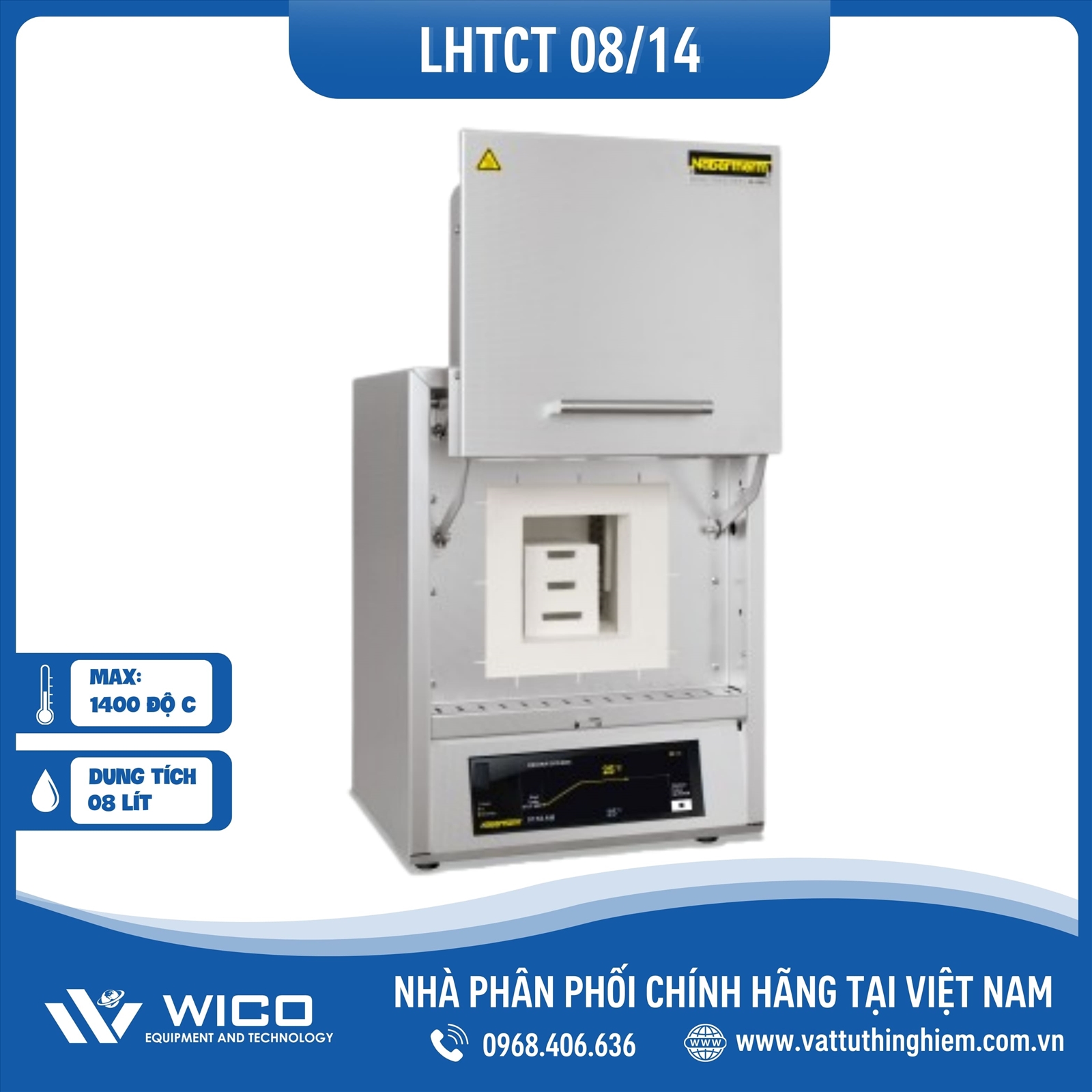 Lò Nung Nhiệt Độ Cao Nabertherm - Đức LHTCT 08/14/C550 | 8 Lít - 1400 Độ C - Cửa Trượt