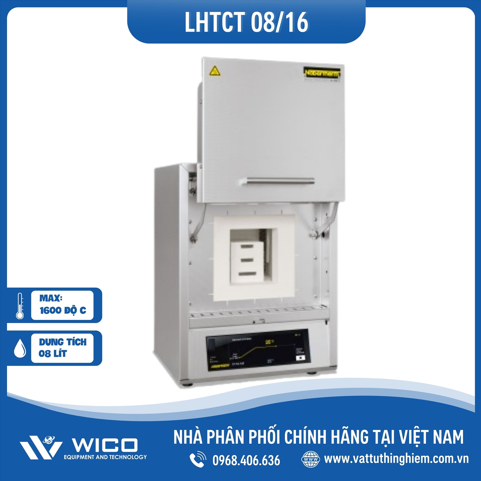 Lò Nung Nhiệt Độ Cao Nabertherm - Đức LHTCT 01/16/C550 | 8 Lít - 1600 Độ C - Cửa Trượt