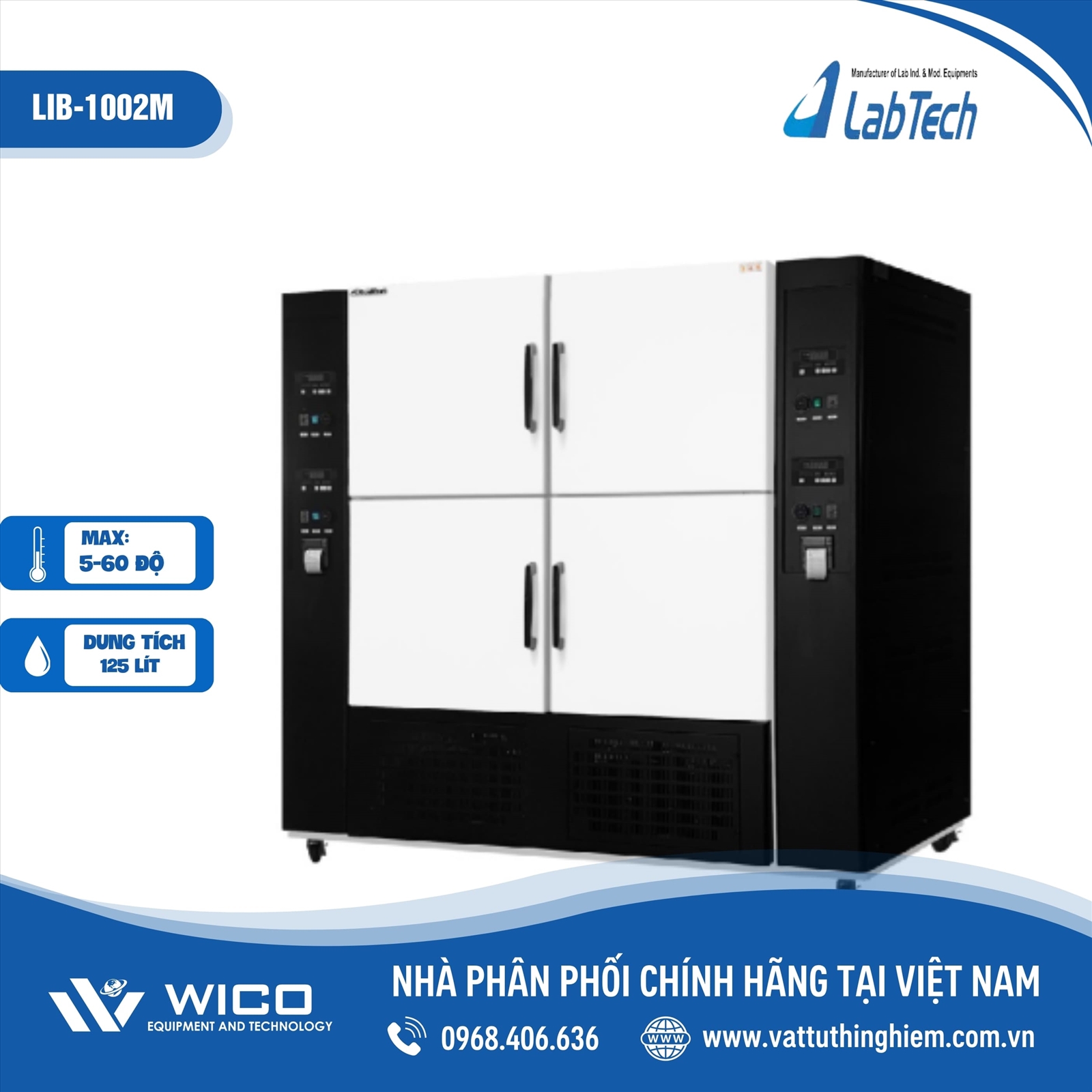 Tủ ấm vi sinh 2 buồng Labtech - Hàn Quốc 300 lít LIB-1002M