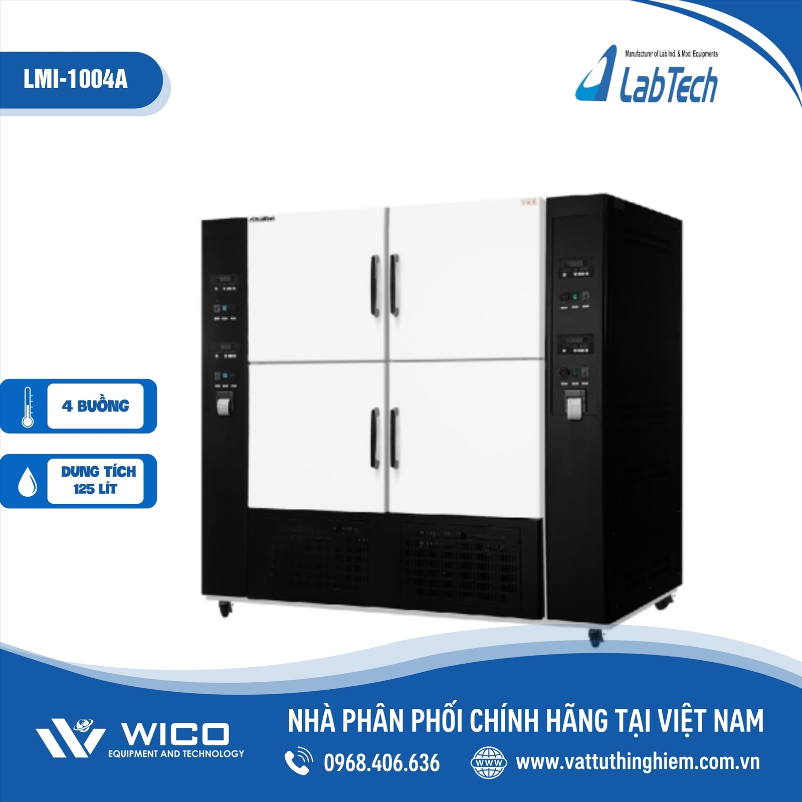Tủ ấm 4 buồng Labtech - Hàn Quốc, mỗi buồng 125 lít LMI-1004A
