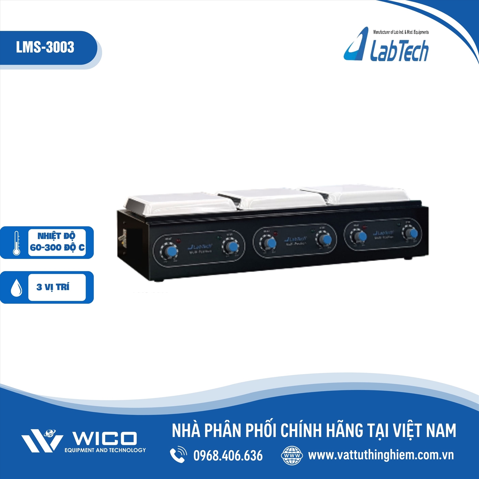 Máy khuấy từ gia nhiệt 3 vị trí Labtech- Hàn Quốc LMS-3003
