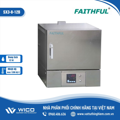 Lò nung thí nghiệm Trung Quốc 12 lít 1200 độ C (Vỏ Inox ) SX3-8-12B (Faithful)