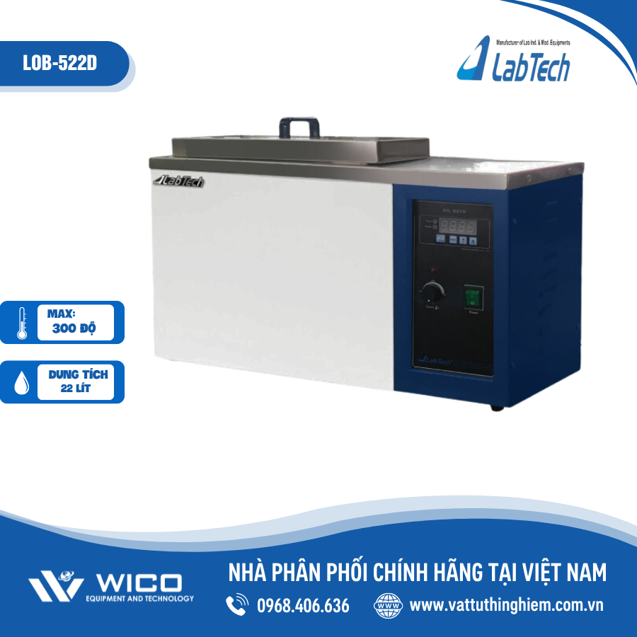 Bể điều nhiệt cách dầu Labtech - Hàn Quốc 300 độ C 22 lít LOB-522D