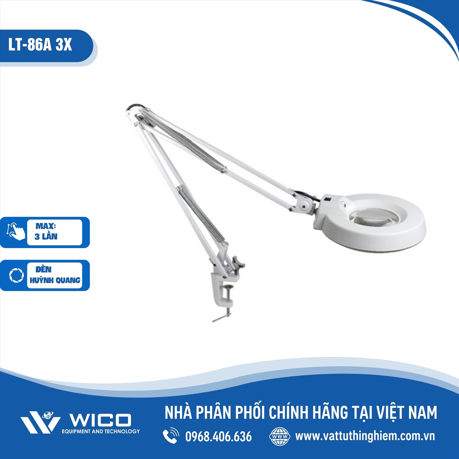 Kính lúp kẹp bàn 3X LT-86A (Huỳnh Quang)