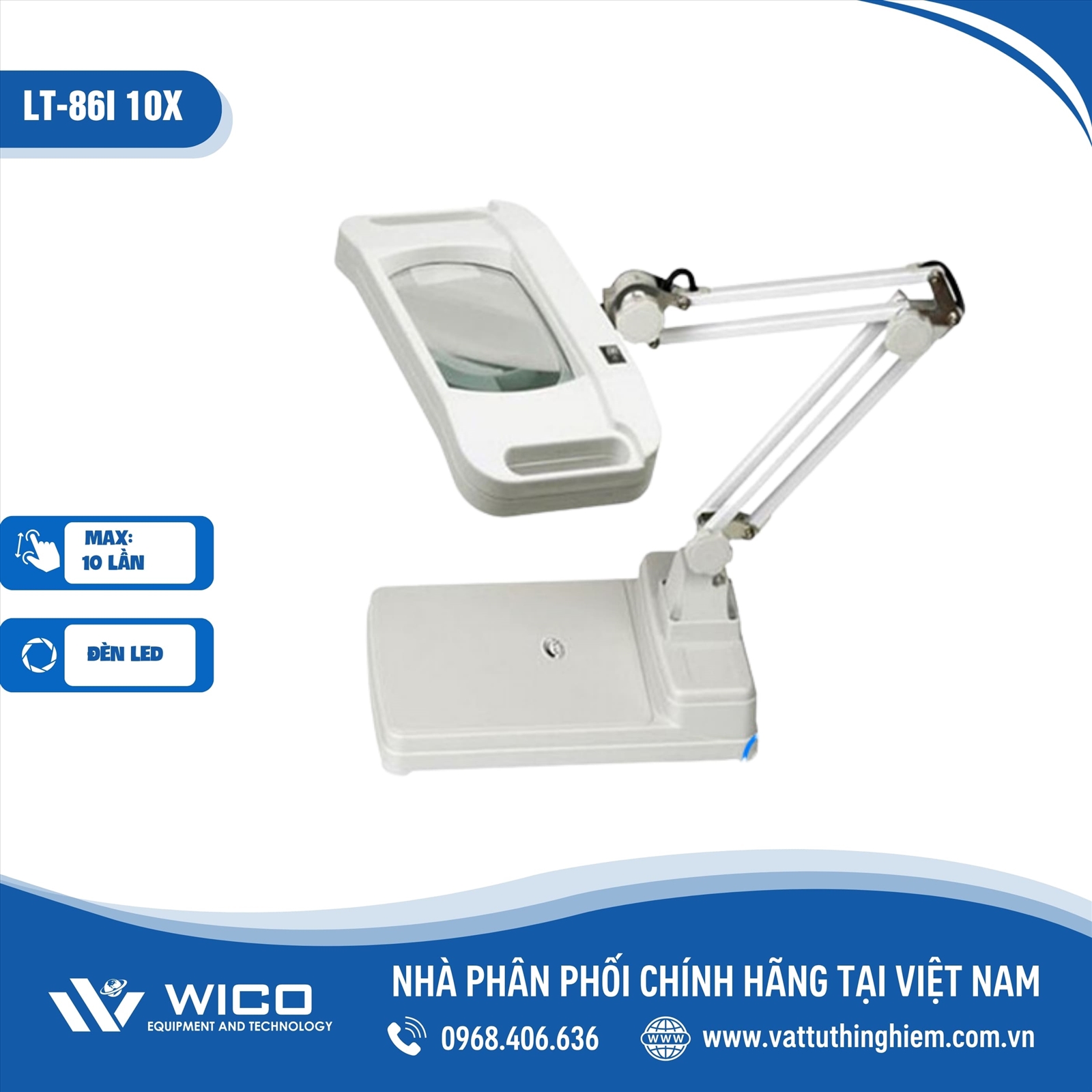 Kính lúp công nghiệp để bàn đèn LED 10X LT-86I