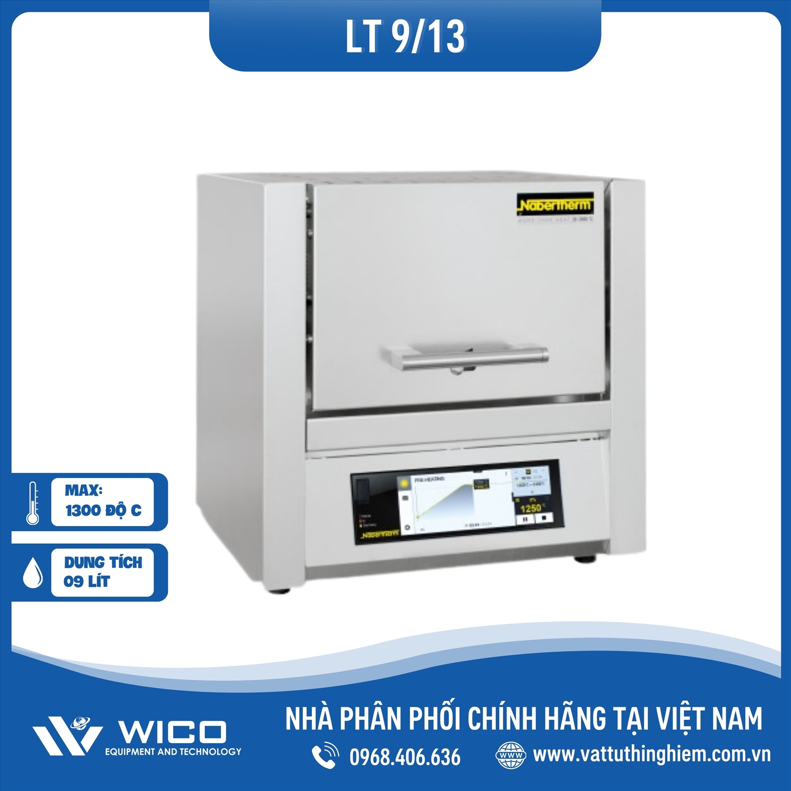Lò nung Nabertherm 9 lít 1300°C LT9/13/B410