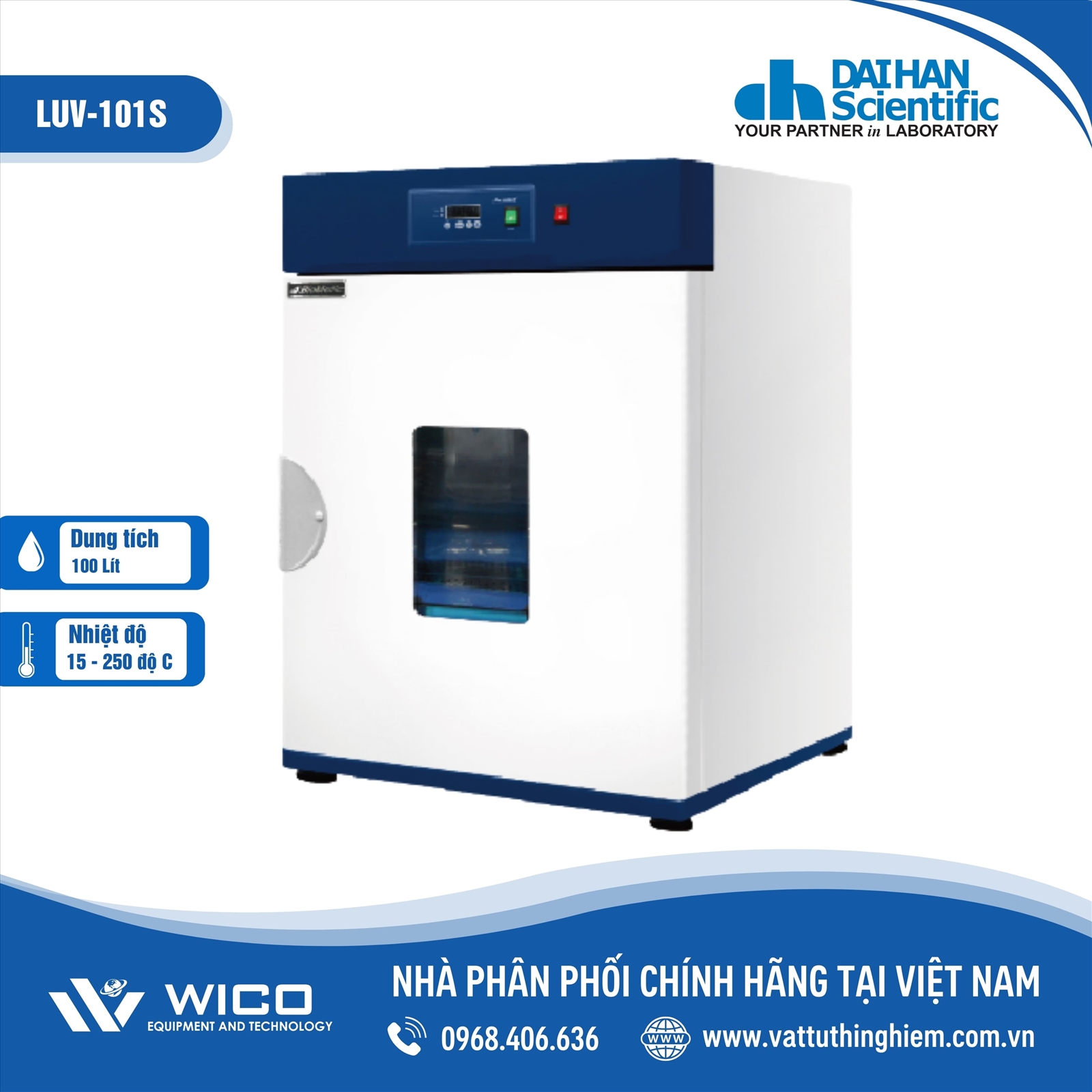 Tủ tiệt trùng UV &amp; khí nóng Daihan Labtech 100 lít LUV-101S