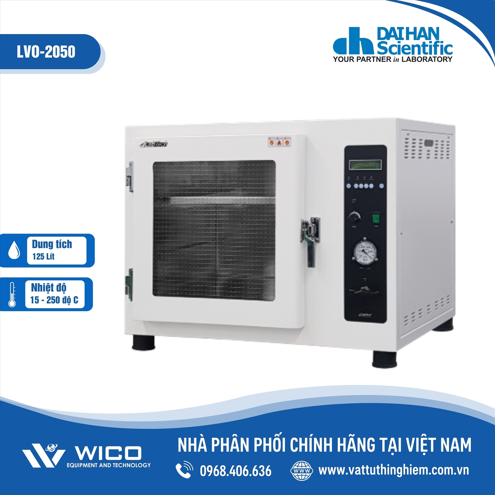 Tủ sấy chân không Daihan Labtech - Hàn Quốc 125 lít LVO-2050