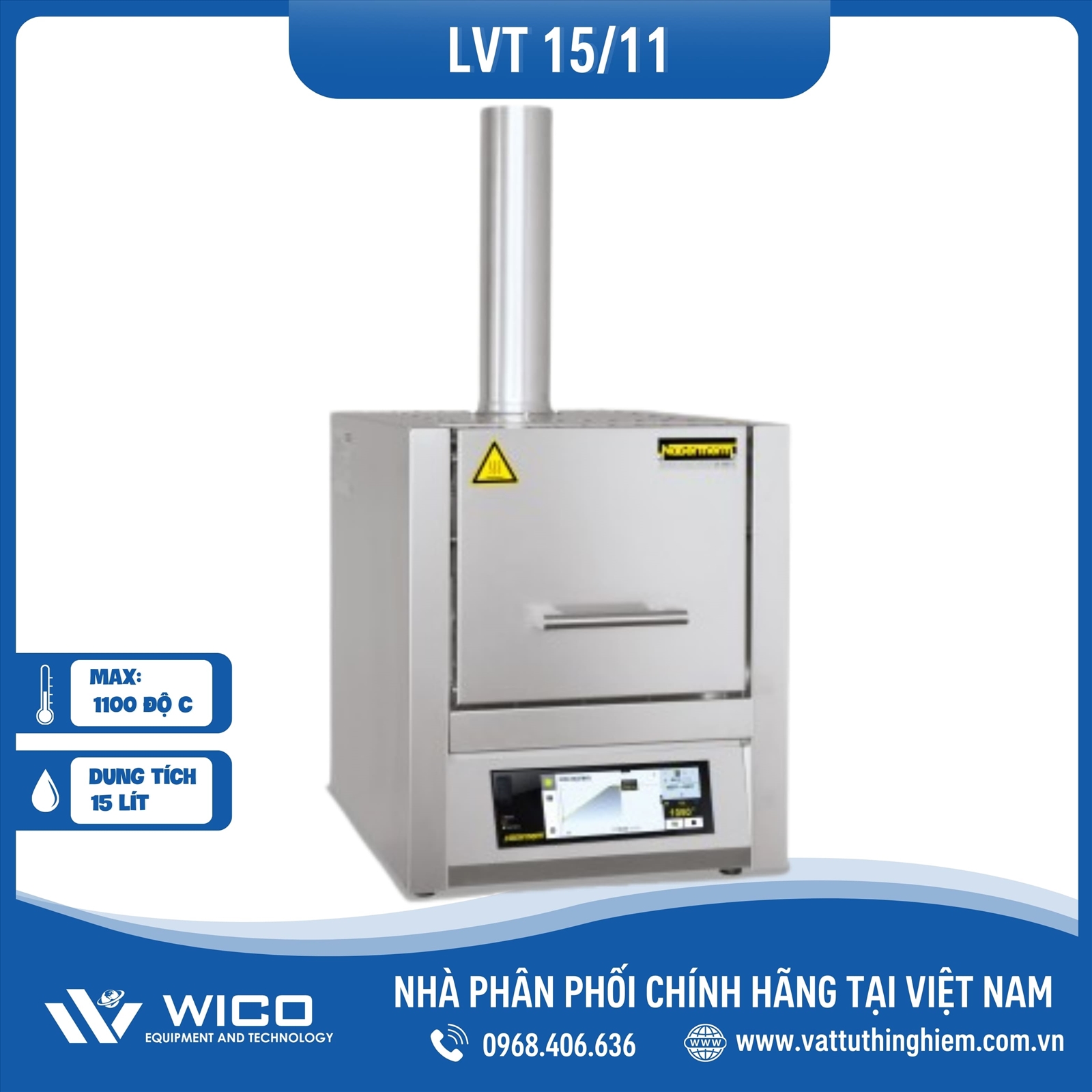 Lò nung đốt mẫu Nabertherm 15 lít 1100°C LVT15/11