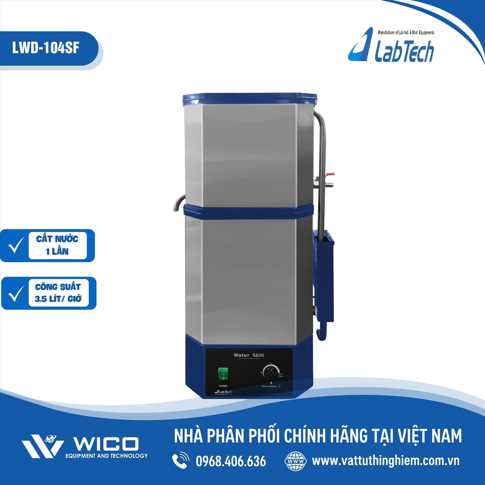 Máy cất nước 1 lần có bộ lọc Labtech - Hàn Quốc LWD-104SF