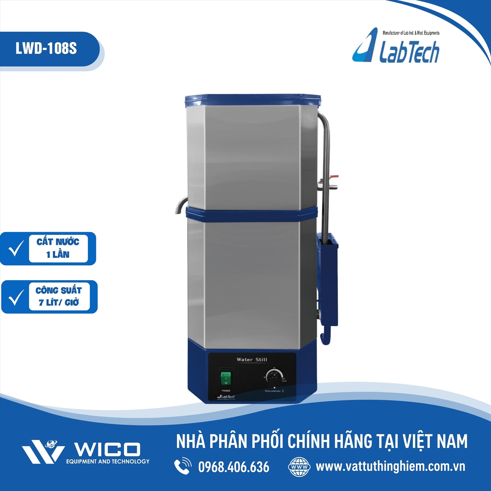 Máy cất nước 1 lần Labtech LWD-108S