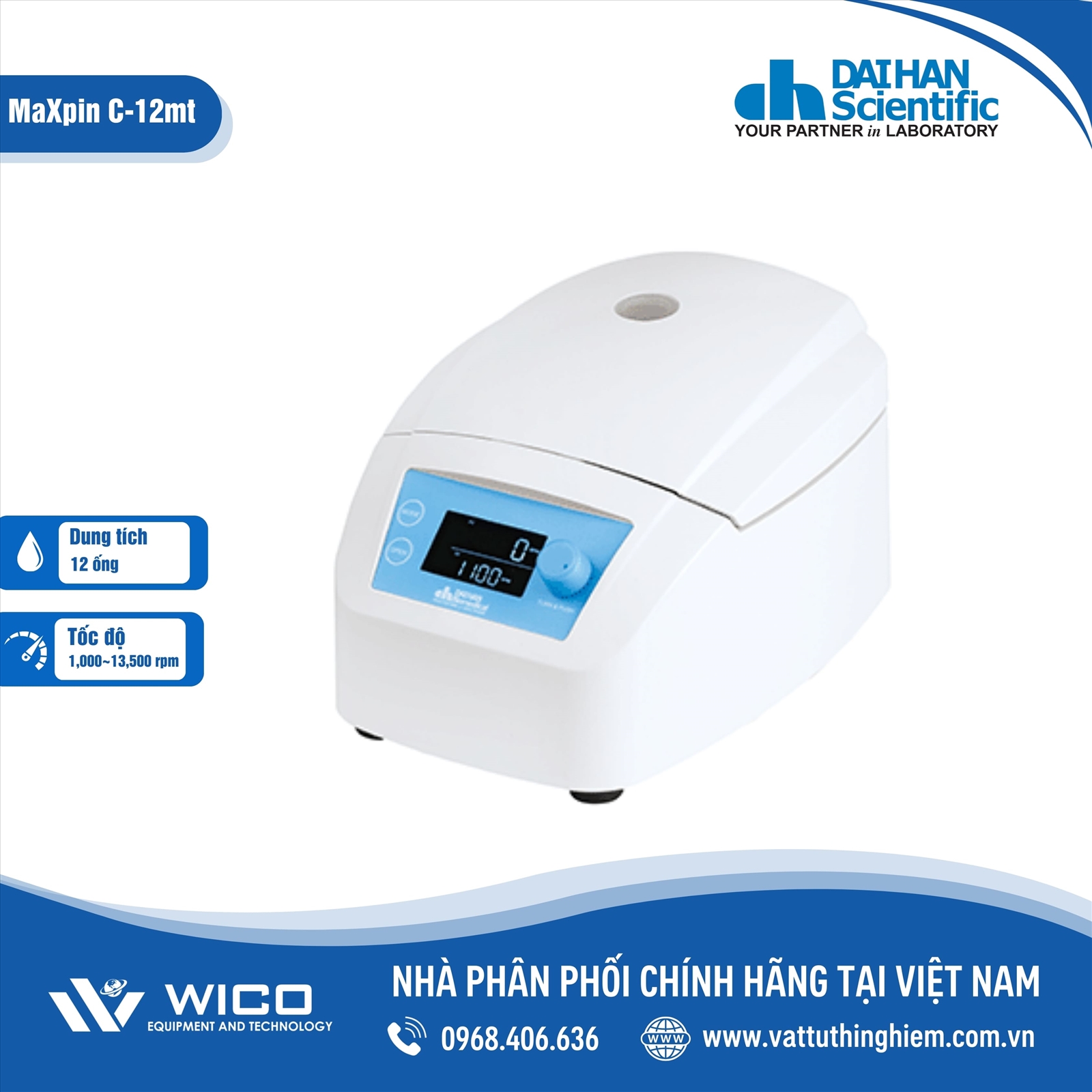 Máy ly tâm tốc độ cao 13,500 vòng/phút Daihan MaXpin C-12mt